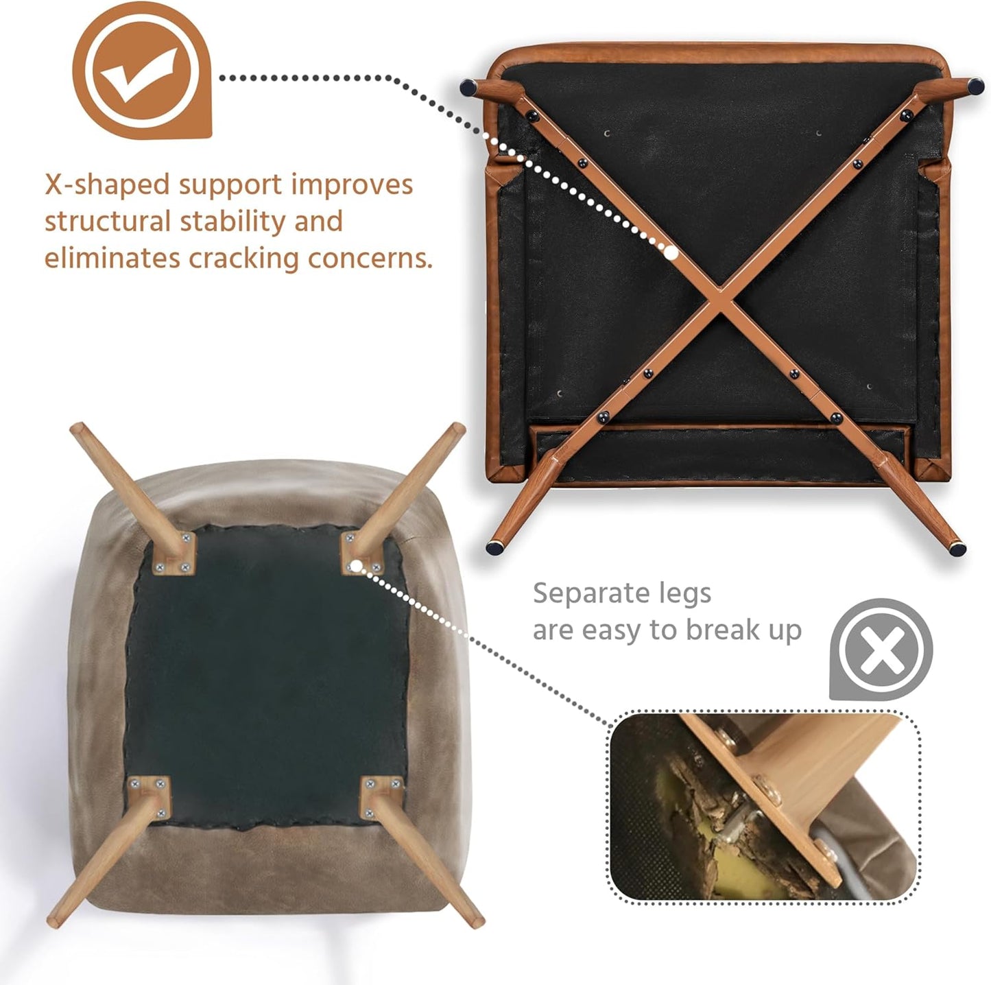 Yaheetech Accent Chair, Living Room Chair Mid Century PU Leather Armchair Lumbar Pillow, Comfy Upholstered Reading Chair Wood Leg Bedroom Brown 2PCS