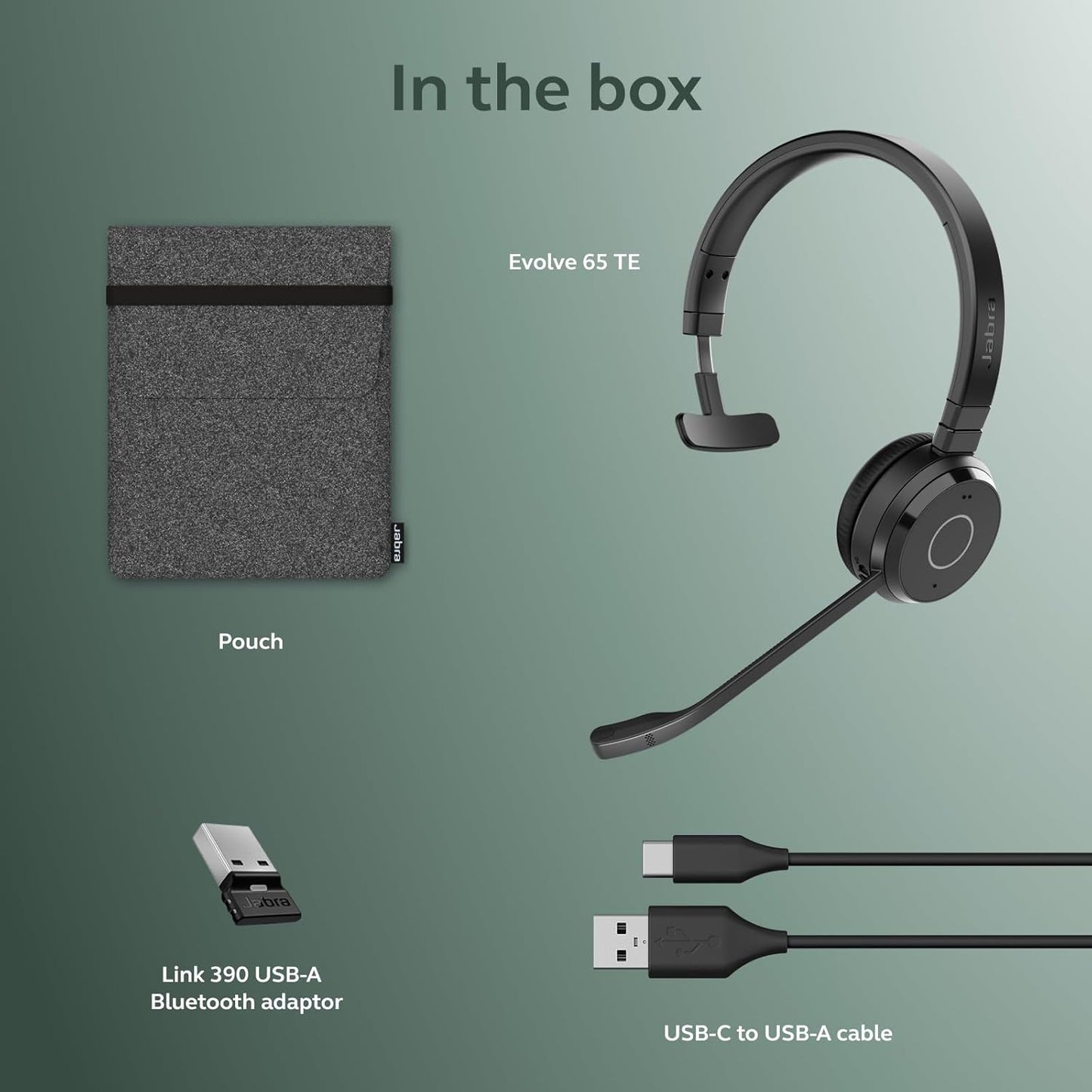 Jabra Evolve 65 TE (Third Edition) Wireless Single-Ear Headphones - Noise-Canceling Mic, 16 hrs Battery Life, Dual Connectivity, Works with All UC Platforms Like Zoom & Google Meet, Black