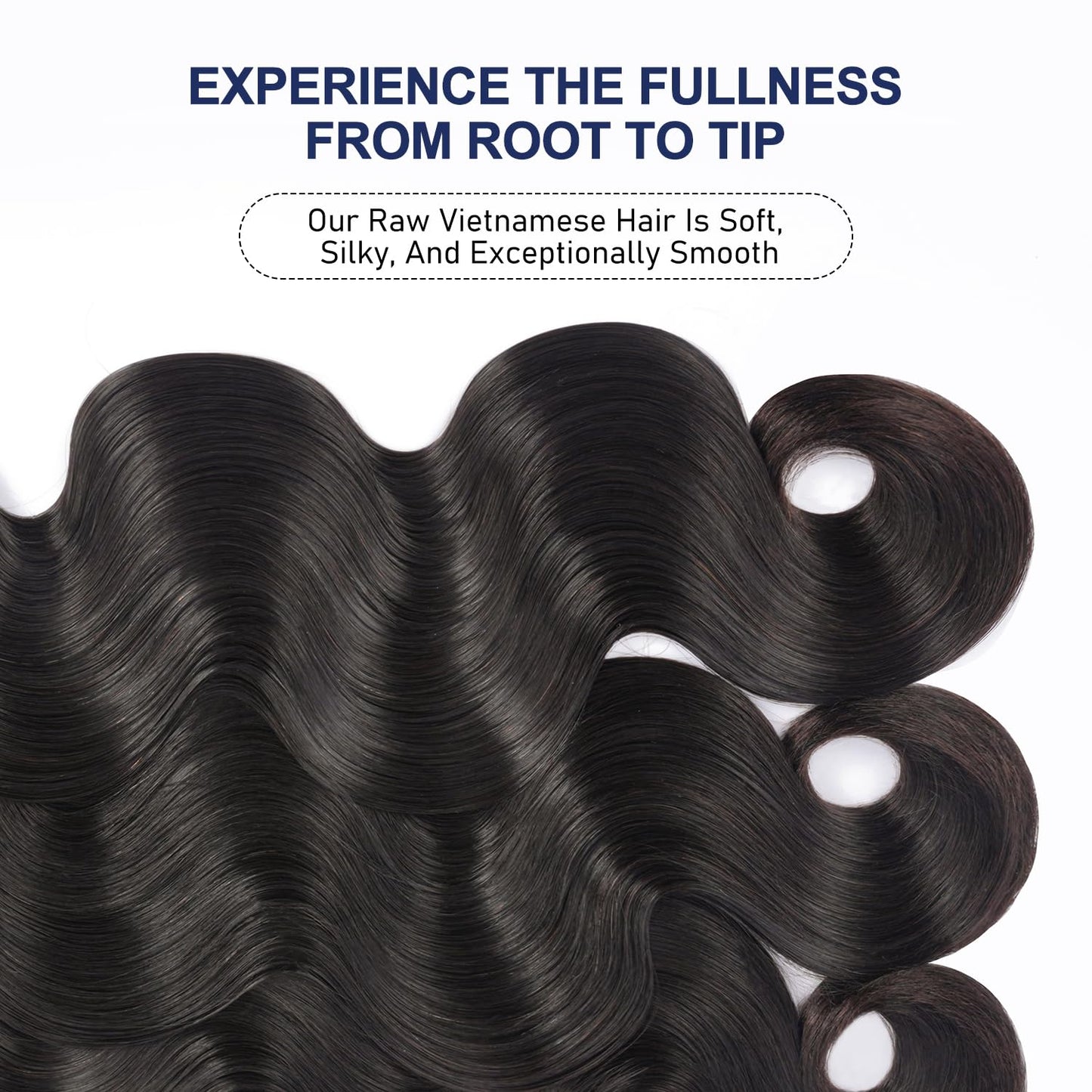 Raw Bundles Human Hair Body Wave, Bleachable & Dyeable, No Shedding, No Tangles, 15A Raw Vietnamese Hair Bundles, 18 20 22Inches, 3X Longer Lifespan