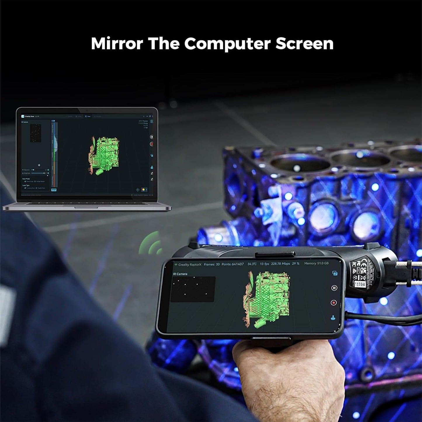 Creality Scan Bridge for Raptor, Raptor Pro and Sermoon S1 3D Scanner, Wireless Scanning Kit for iPhone, Android and Mirror Screen for Windows, Mac