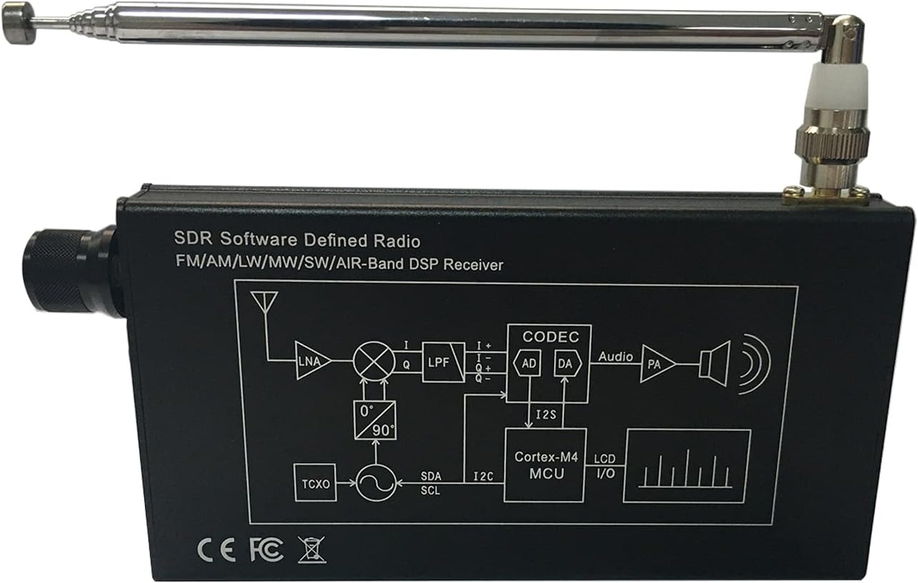 Portable DSP SDR Radio Receiver 4.3 Inch Touchscreen 100KHz-149MHz Full Bands, FM, SSB, CW, HAM Radio with Waterfall Display