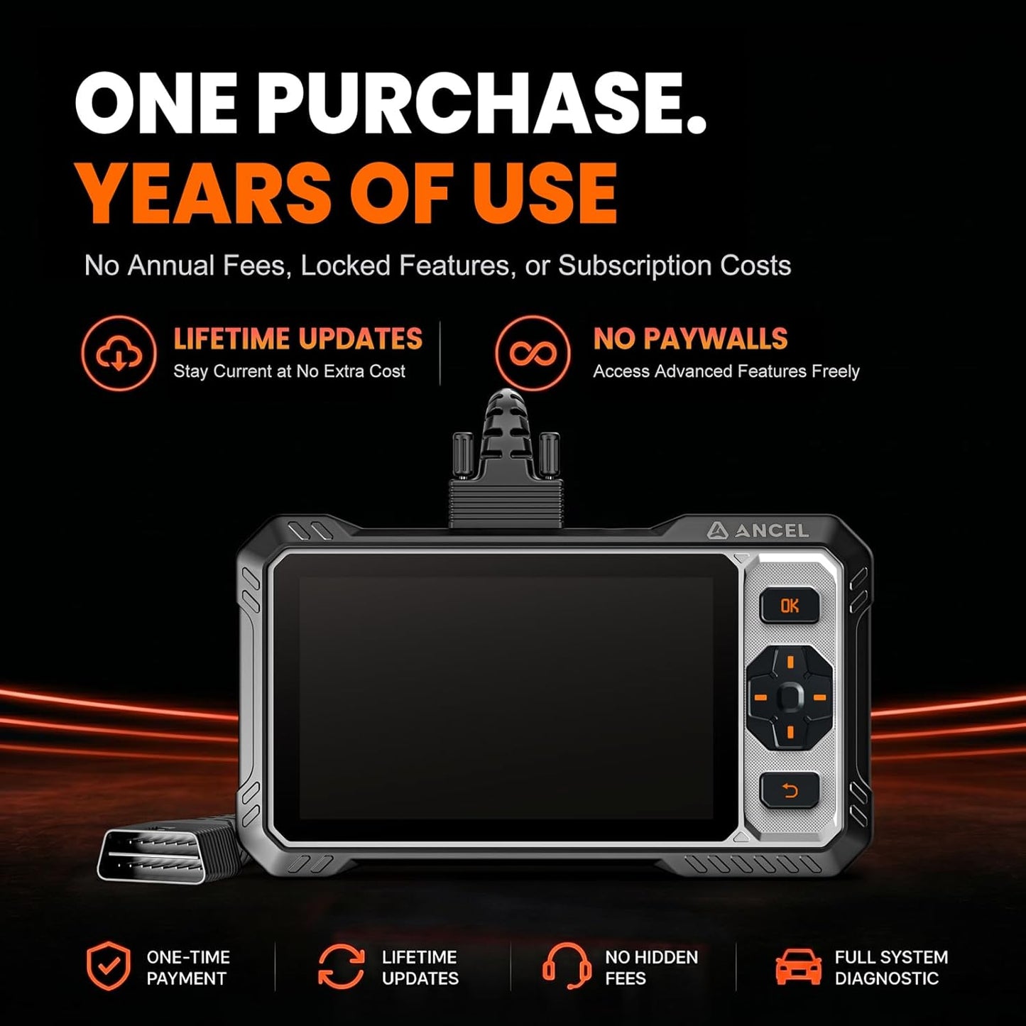 ANCEL FX6100 Bidirectional Scan Tool, Full System OBD2 Scanner Diagnostic Tool with Lifetime Free Updates, 15+ Service Reset, AutoVIN, Automotive Diagnostic Scanner for Car, CAN FD & FCA AutoAuth