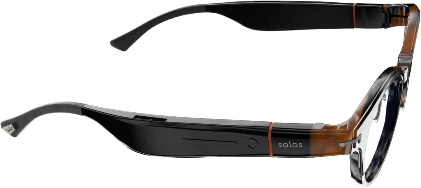 SOLOS AI Smart Glasses | AirGo A5 5th Gen | Hydro 8 Shiny Havana | Integrated ChatGPT for Travel and Real Time Translation | Stereo Speakers | Blue Light Blocker | Compatible with iOS and Android