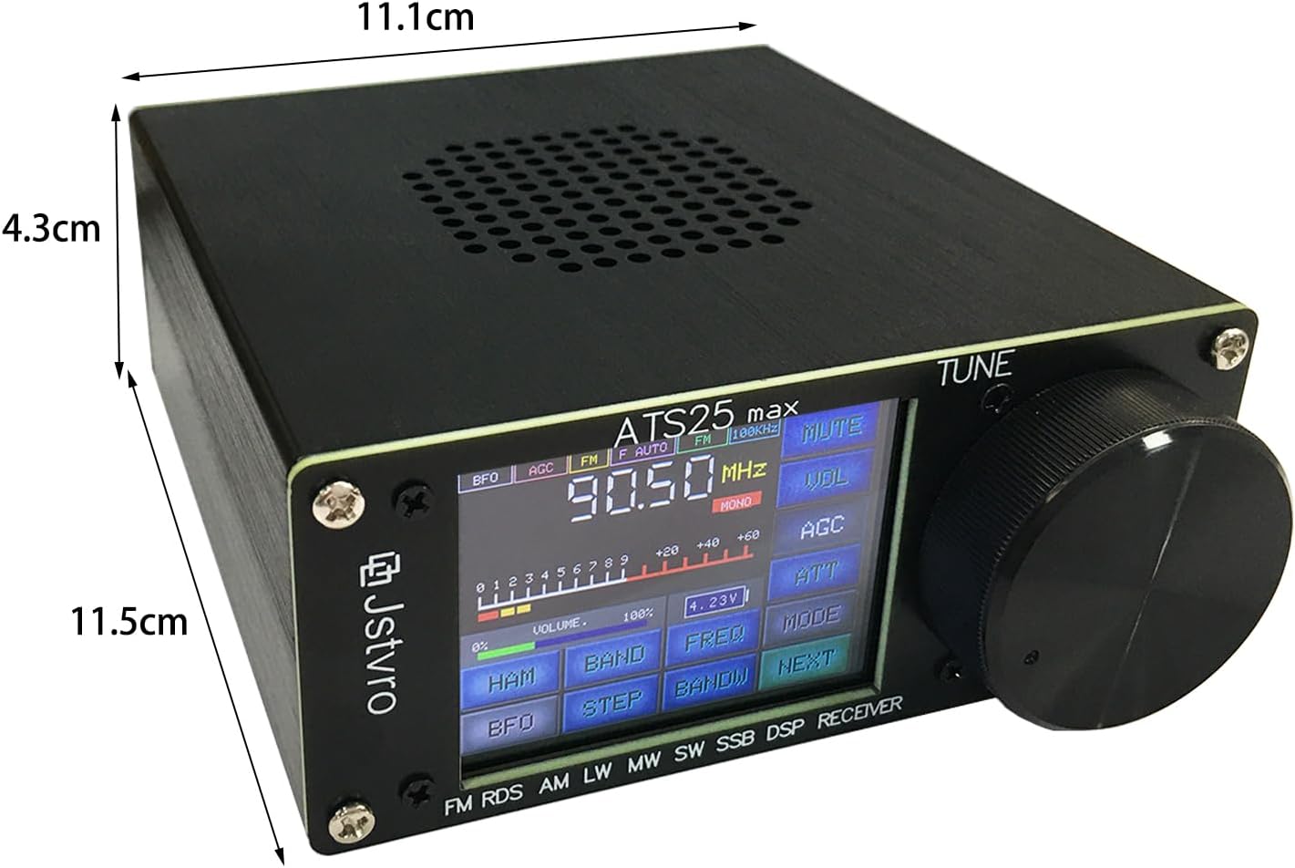 Upgraded ATS-25 Max All Full Bands SI4732 Receiver Portable 2.4 inch FM AM LSB USB LW SSB Shortwave Color Touching Screen Aluminum Alloy 3000Mah Battery Big Speaker Nice Sound
