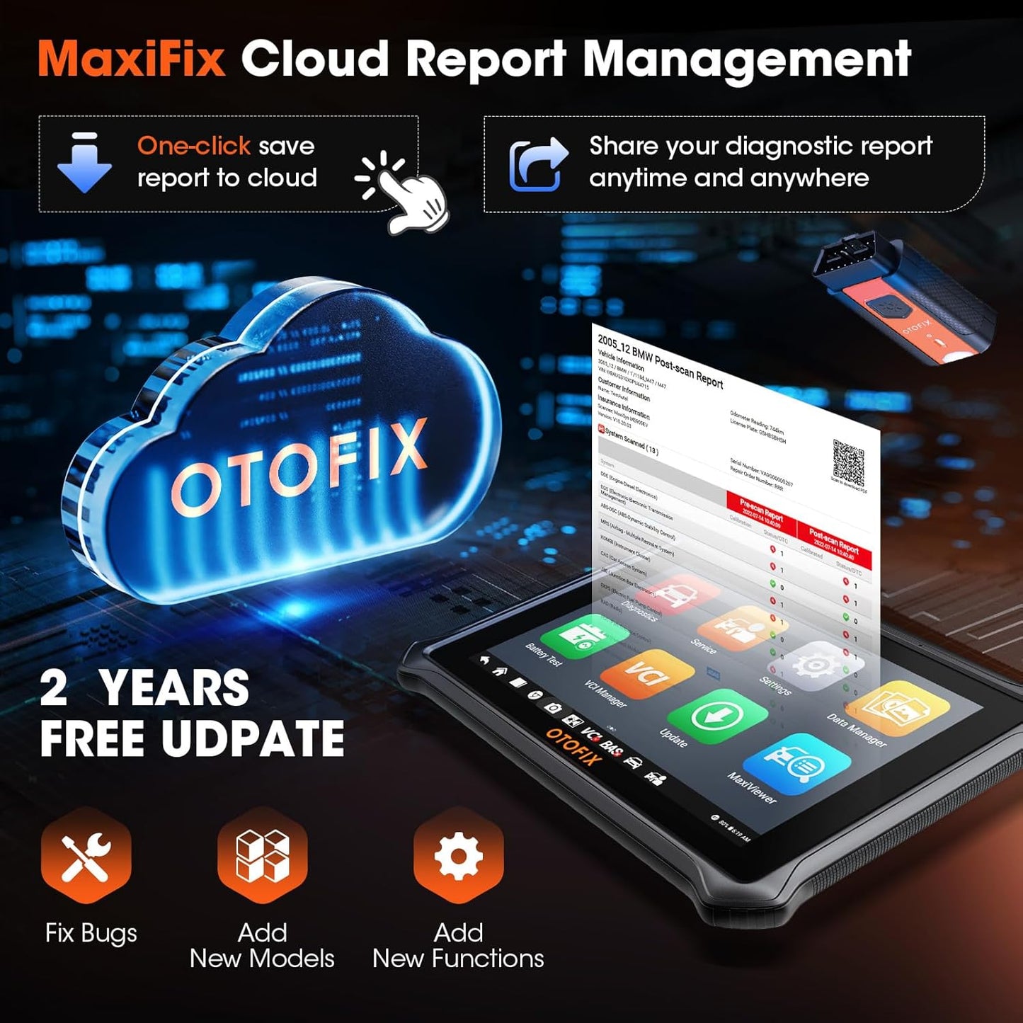 OTOFIX D1 Lite 2026 Bidirectional Scan Tool, Bluetooth OBD2 Scanner Diagnostic Tool, 2 Years Free Update, 38+ Services, CANFD & DoIP Protocols, All System Diagnoses, ABS Bleeding, Auto VIN