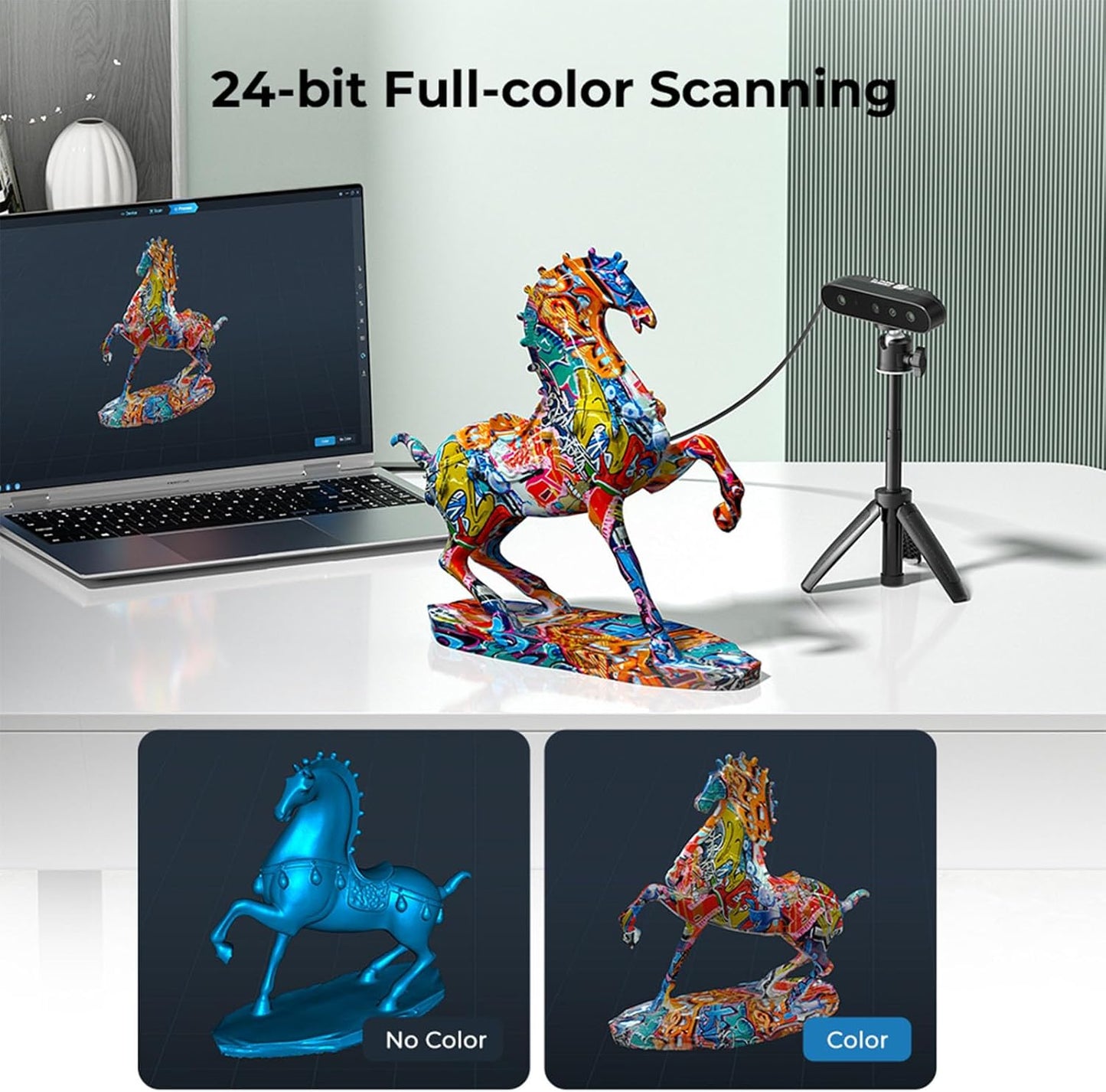 Creality CR-Ferret SE 3D Scanner Desktop Fast 0.1 Mm High Accuracy Flexible Scanning Range Anti-Shake 24-Bit Full-Color Scanning for Black Metal Non-Reflective Objects Mac Windows