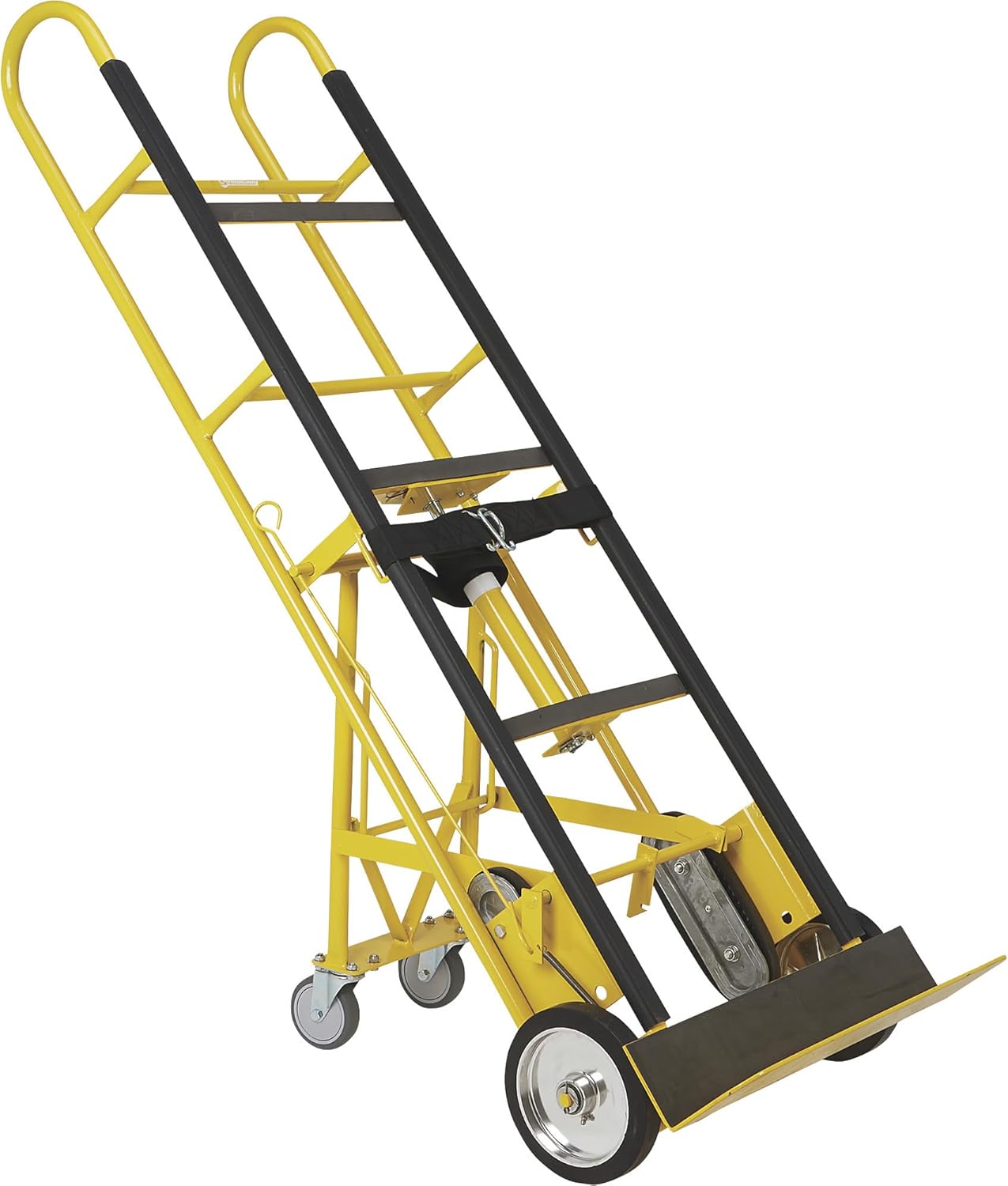 Strongway Industrial Hand Truck – 1200 lb Capacity Heavy-Duty Appliance Dolly, Convertible 2/4-Wheel Design, 8" Rubberized Wheels, Auto-Rewind Ratchet Belt & Stair-Climbing Capability