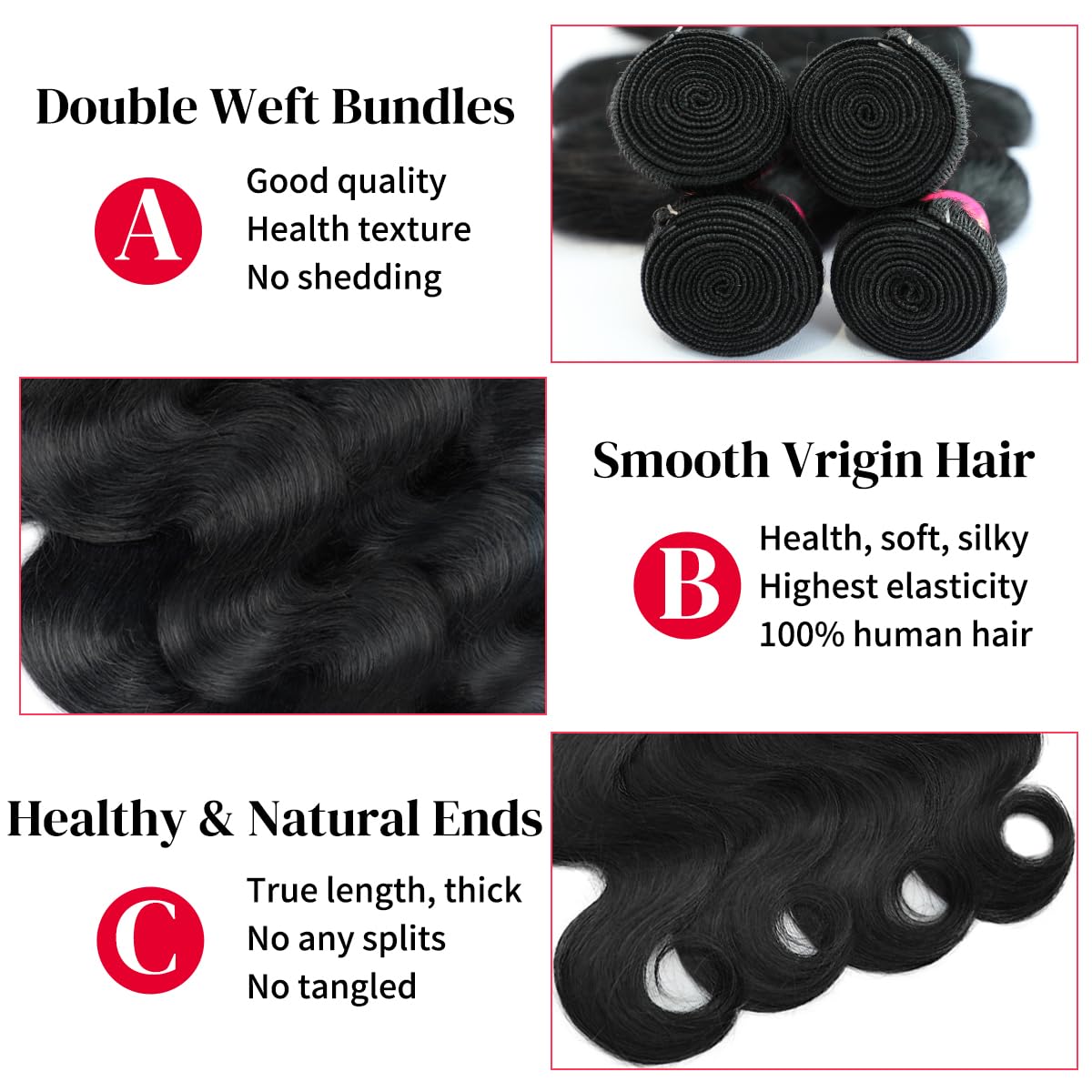 26 28 30 32 Inch Bundles Human Hair 12A Body Wave Bundles Human Hair 100% Unprocessed Brazilian Virgin Hair 4 Bundles Human Hair Body Wave Human Hair Extensions Natural Black