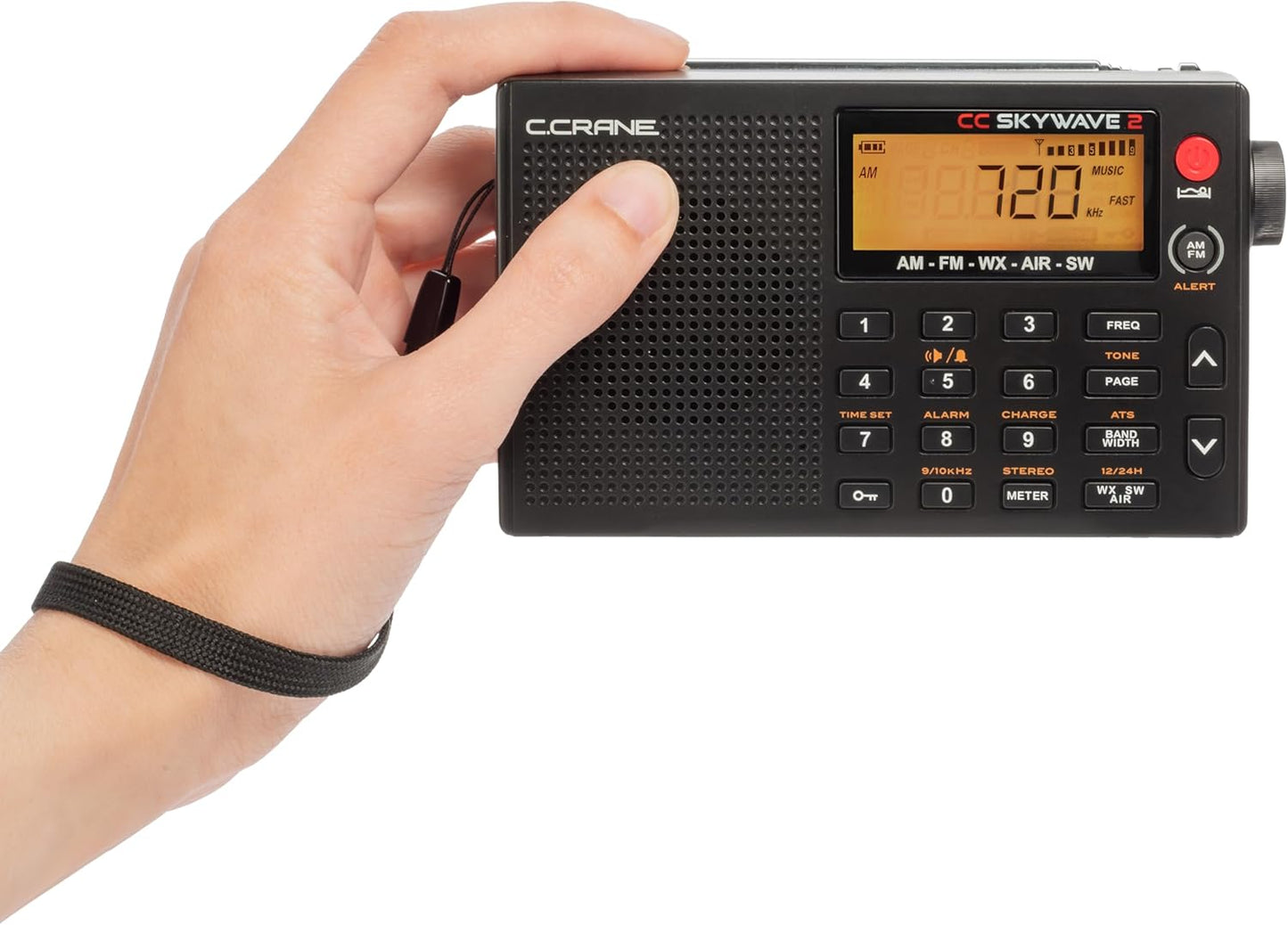 C. Crane CC Skywave 2 AM, FM, Shortwave, NOAA Weather + Alert, VHF Aviation Band, Small Battery-Operated Portable Travel Radio with Clock and Alarm