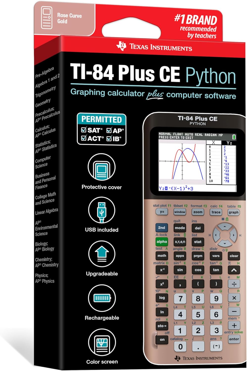 Texas Instruments TI-84 Plus CE Color Graphing Calculator, Rose Gold (Metallic)
