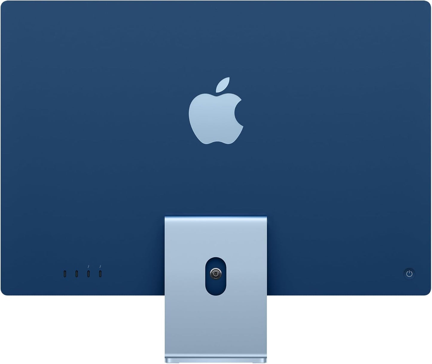 2021 Apple iMac with Apple M1 Chip with 8-core CPU (24-inch, 8GB RAM, 256GB SSD Storage) (QWERTY English) Blue (Renewed)