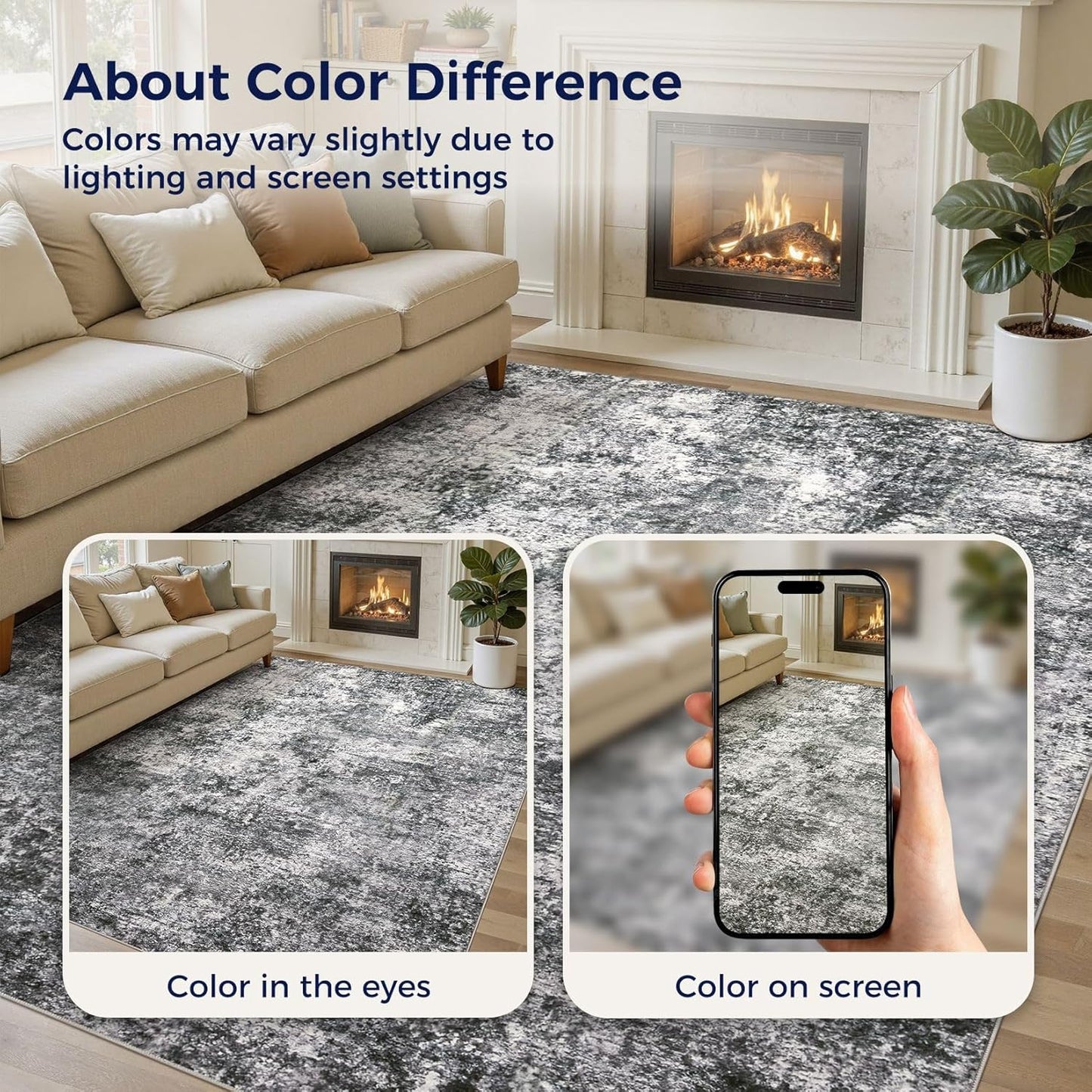 DMOYEST Area Rug Living Room Rugs - 9x12 Large Soft Indoor Neutral Modern Abstract Low Pile Washable Rug Carpet for Bedroom Dining Room Farmhouse Home Office - Grey