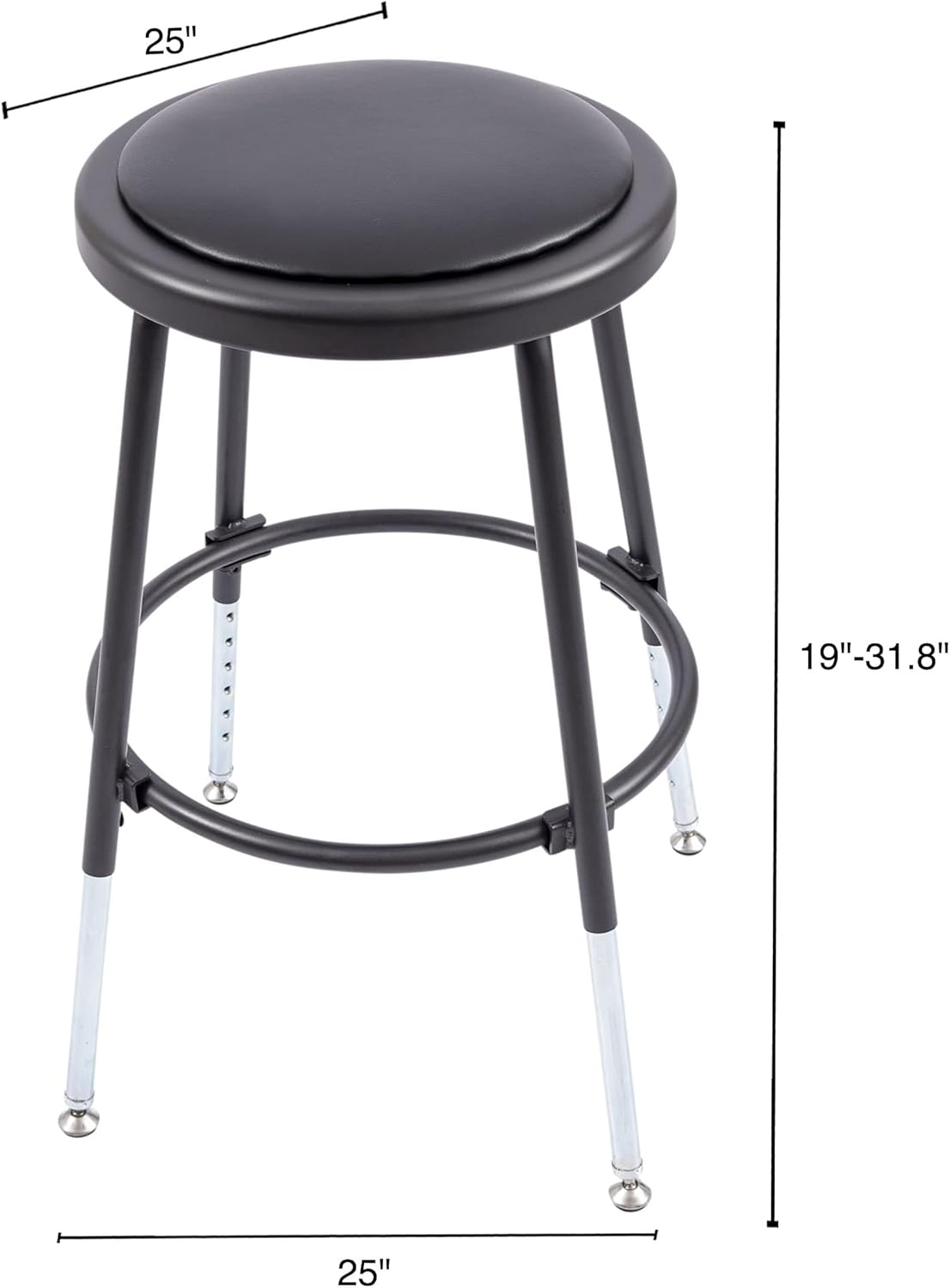 Stand Up Desk Store Stackable Adjustable-Height Classroom Office Workstation Stool (Black)