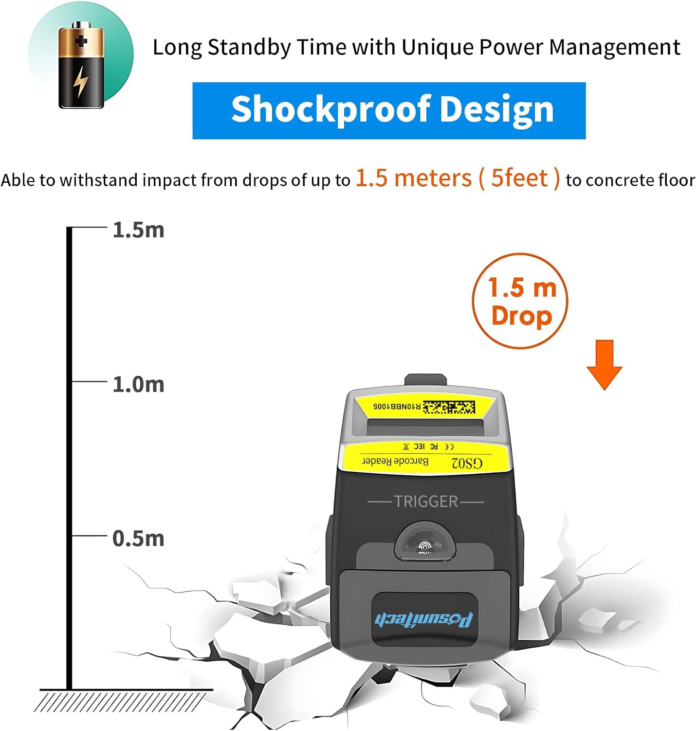 Glove Barcode Scanner 2D GS02 Wearable Zebra SE4107 Reader IP65 Touch Scanning NFC Support Multi-Language for Warehouse, Management System,