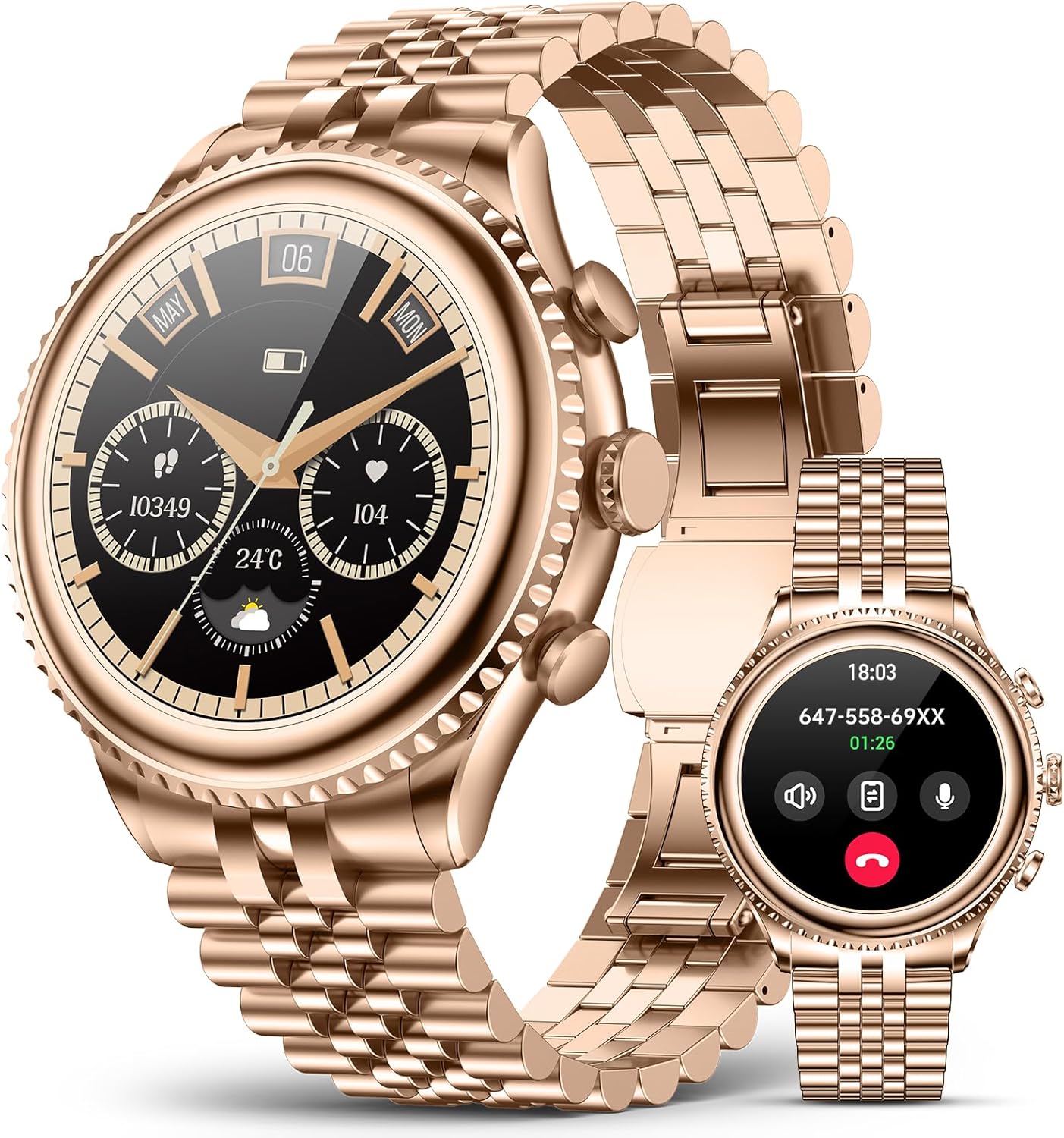 2026 Luxury Smart Watch for Men, Rotating Dial (Axe-Cut Bezel) Smartwatch, 1.32" AMOLED Display, Heart Rate, Blood Pressure, SpO2, Sleep Monitor, Stainless Steel Build, Compatible Android and iOS