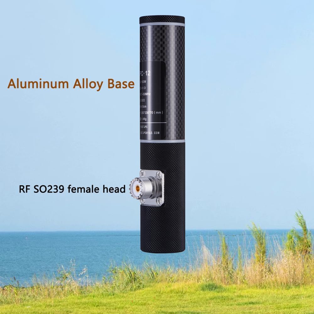 JPC-12 HF Antenna for Ham Radio, 7MHz-50MHz All Band Vertical Antenna with Slide Regulator, 40m-6m(131.23ft-19.68ft), 8 Bands, QRP Compatible, Portable for Outdoor Use