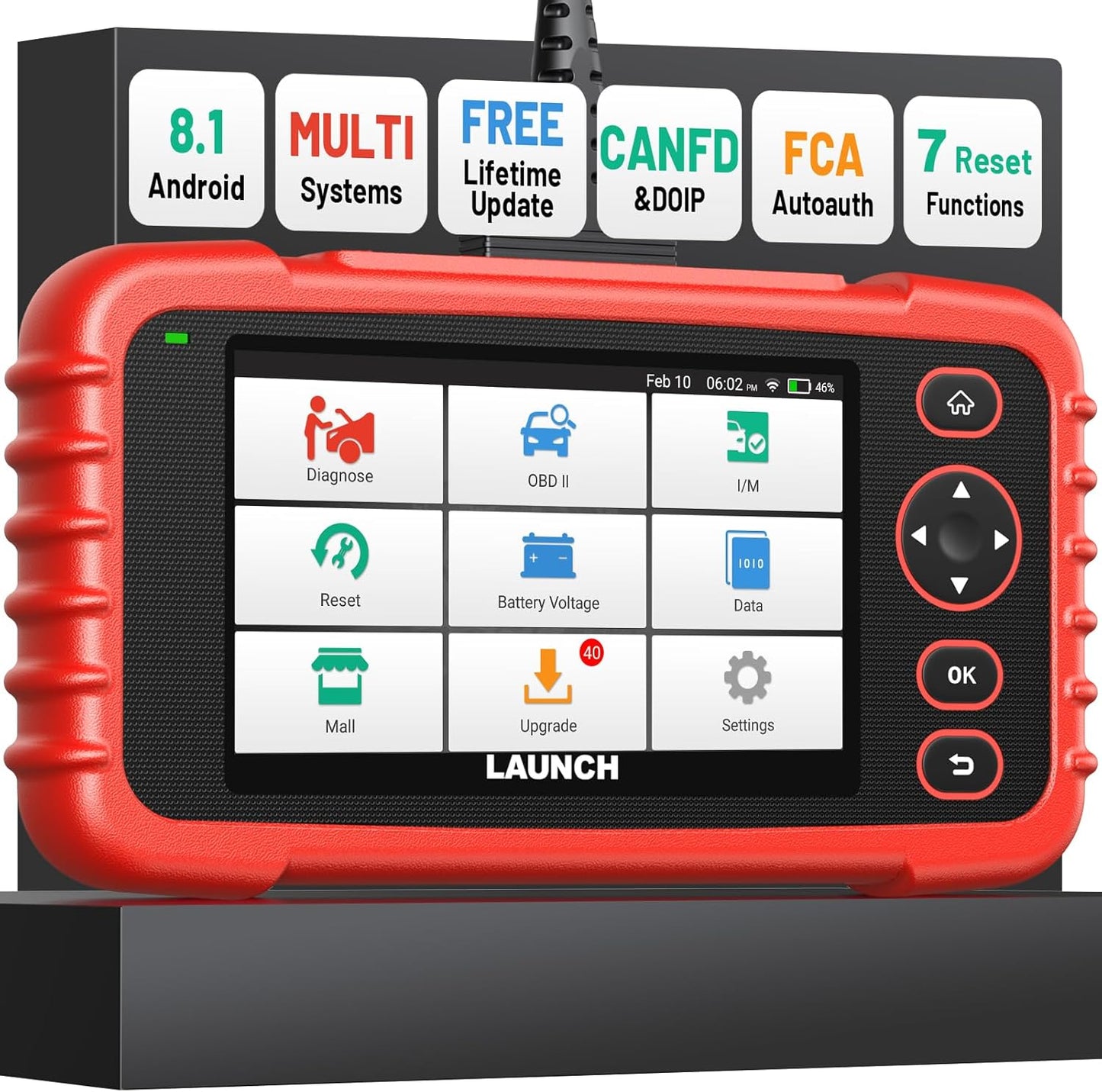 Launch OBD2 Scanner CRP123X V3.0 Elite, 2026 Lifetime Free WiFi Update Scan Tool, FCA SGW, CANFD&DoIP, SAS/Throttle/Brake/BMS/D-P-F/Oil/ABS Service Multi Systems Car Scanner, Battery Test, Auto VIN