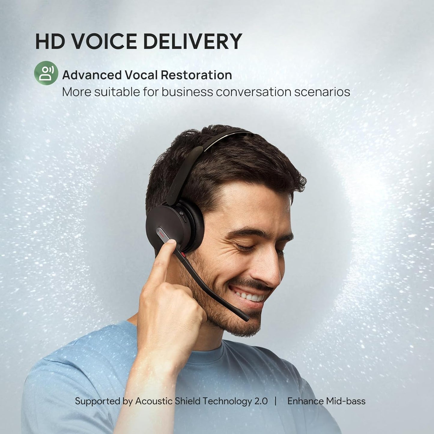 Yealink BH70 Mono Wireless Bluetooth Headset with Microphone for Work, up to 35h Talking, Native Bluetooth via Microsoft Teams Certified, Compatible with Cisco Webex & Jabber, Zoom, Google Meeting