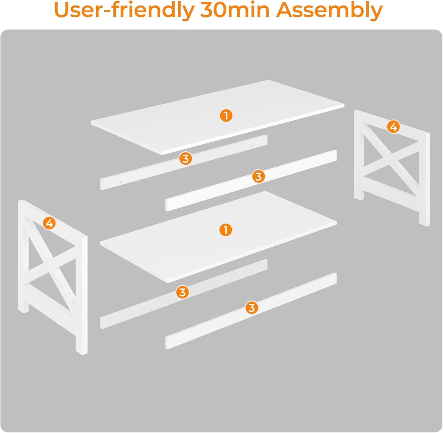 Yaheetech 3 Piece Living Room Wood Table Set, X-Design Coffee Table with Shelf & 2 x 3-Tier End Side Tables Storage Cabinet for Living Room, Accent Furniture, White