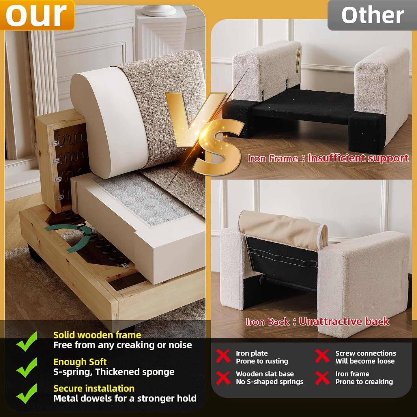 85'' L Shaped Couch with Armrest Organizer,Comfy 3 Seats Sofa with Thick Cushion,Chenille Sectional Couches for Living Room,Bedroom,Apartment,Sofa Set with Oversized Chair,Home Furniture,Brown