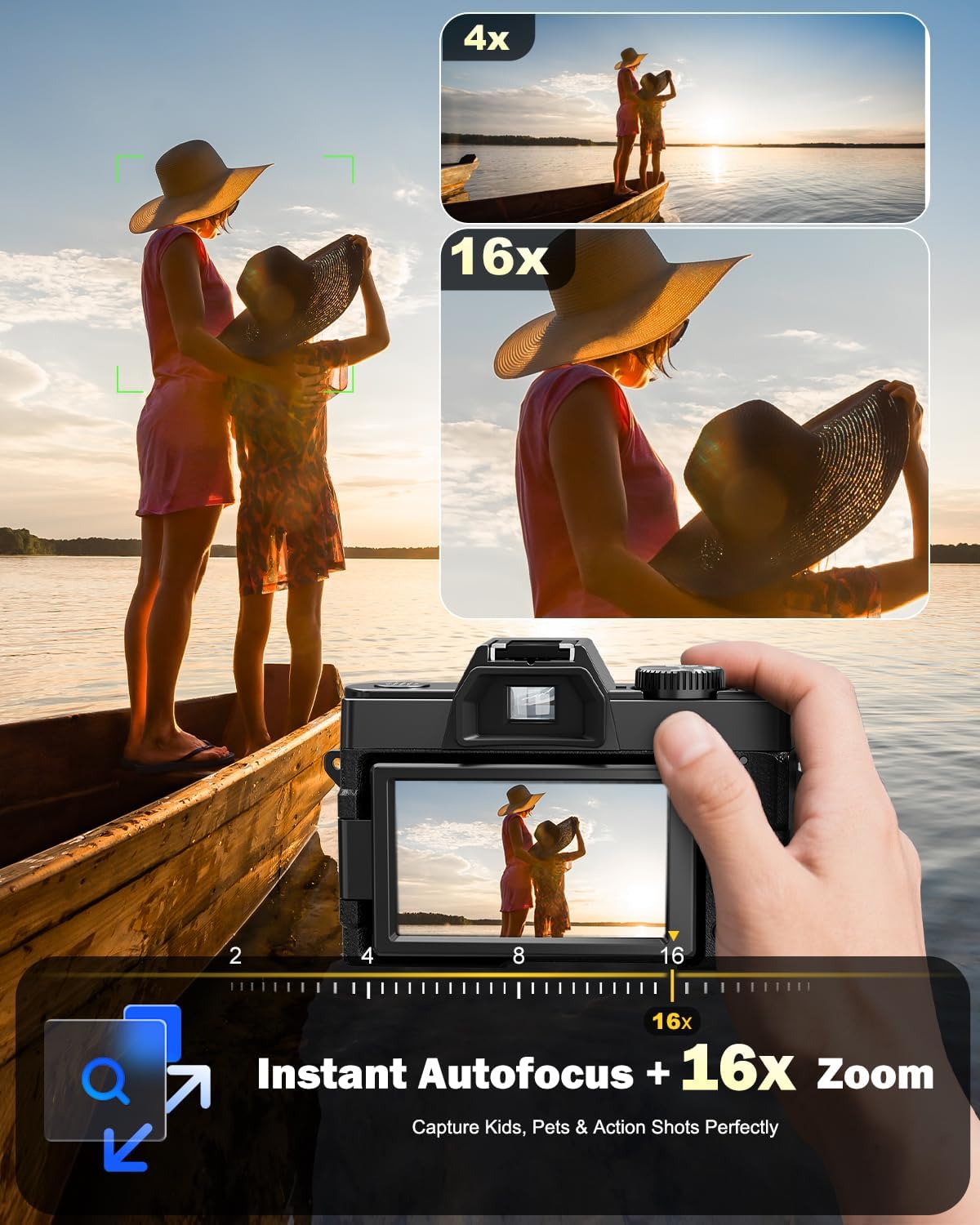 NBD 8K Digital Cameras for Photography,64MP Camara Fotograficas,Travel Vlogging Cameras for YouTube with 180°Flip Screen,16X Digital Zoom,2 Batteries,32GB TF Card,52mm Macro Lens (Black)