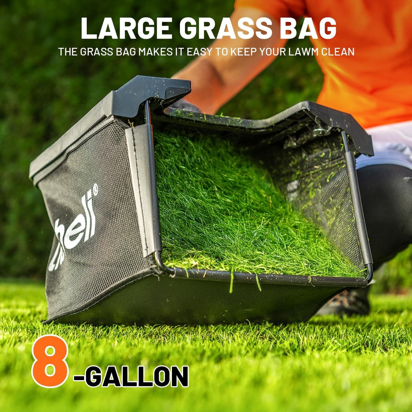 Litheli Electric Lawn Mower Cordless,Grass Cutter Machine for 1600 Sq.Ft. Lawnmower with Motor,13 in Cutting Width,8 Gallon Capacity,Cutting Height from 1 to 2.5 in（ 4.0 Battery）
