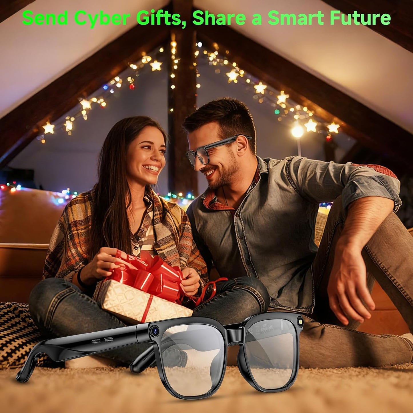 Hwagol Smart Glasses with Camera, 8MP HD Photo and Video Recording,AI Glasses with Real-Time Translation/Object Recognition/AI Voice Q&A/Recording, Calls and Music,UV & Blue Light Protection