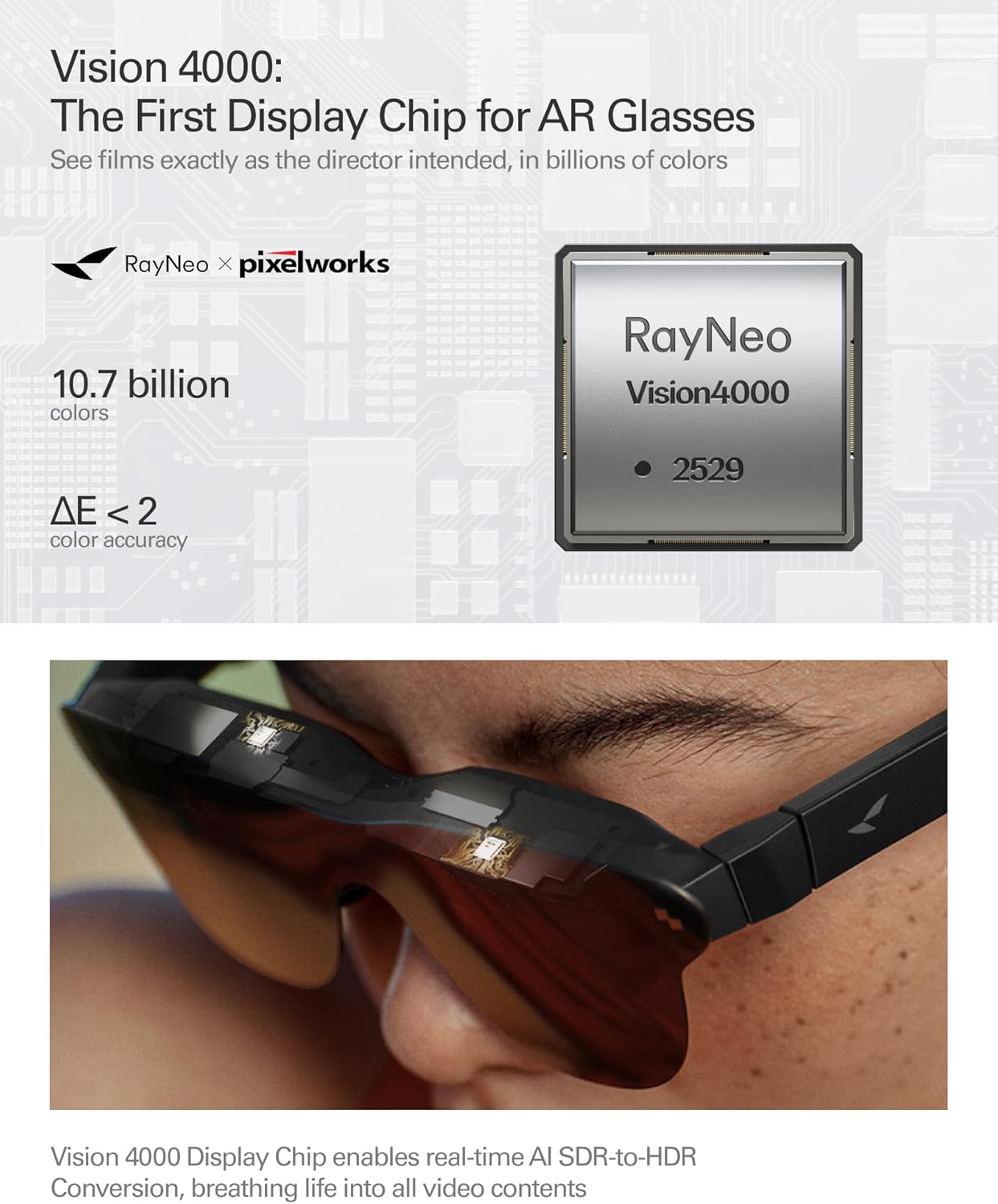 RayNeo Air 4 Pro AR/XR Glasses - 201" HDR10 Video Display, Vision 4000 Chip, Audio by Bang & Olufsen, 3D Movies & Gaming Smart Glasses for iPhone 17,16,15/Android/Switch 2/Mac/PS4/5-4 Pro