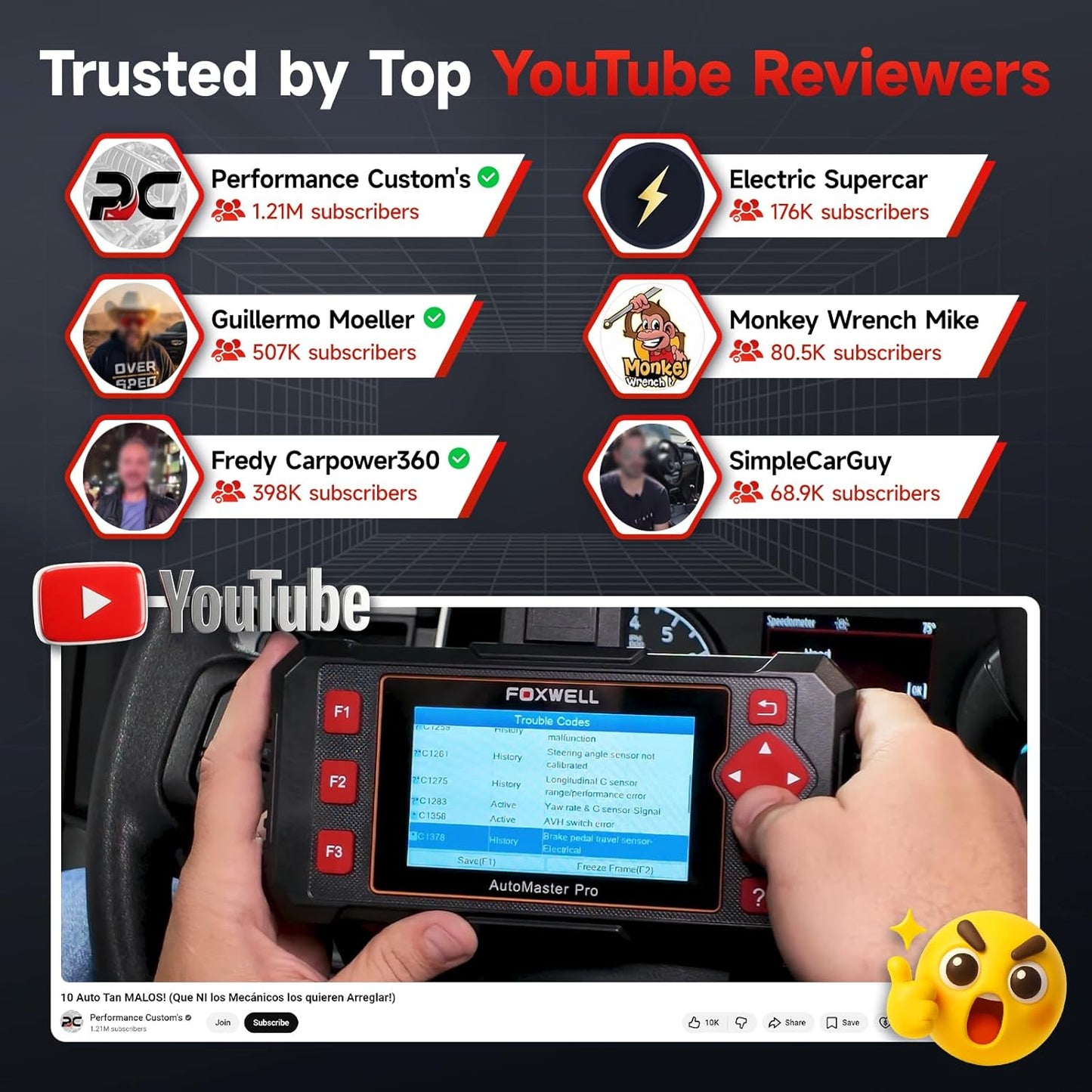 FOXWELL Car Scanner NT604 Elite OBD2 Scanner ABS SRS Transmission, Check Engine Code Reader for Cars and Trucks, Diagnostic Scan Tool with SRS Airbag, Automotive Diagnostic Tool with Live Data