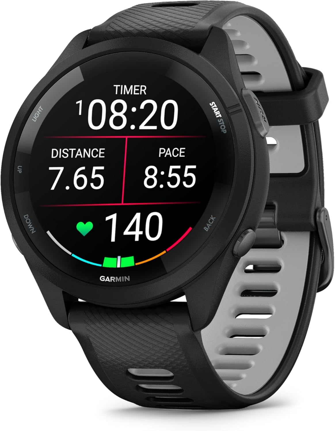 Garmin Forerunner 265 Running Smartwatch, Colorful AMOLED Display, Training Metrics and Recovery Insights, Black and Powder Gray