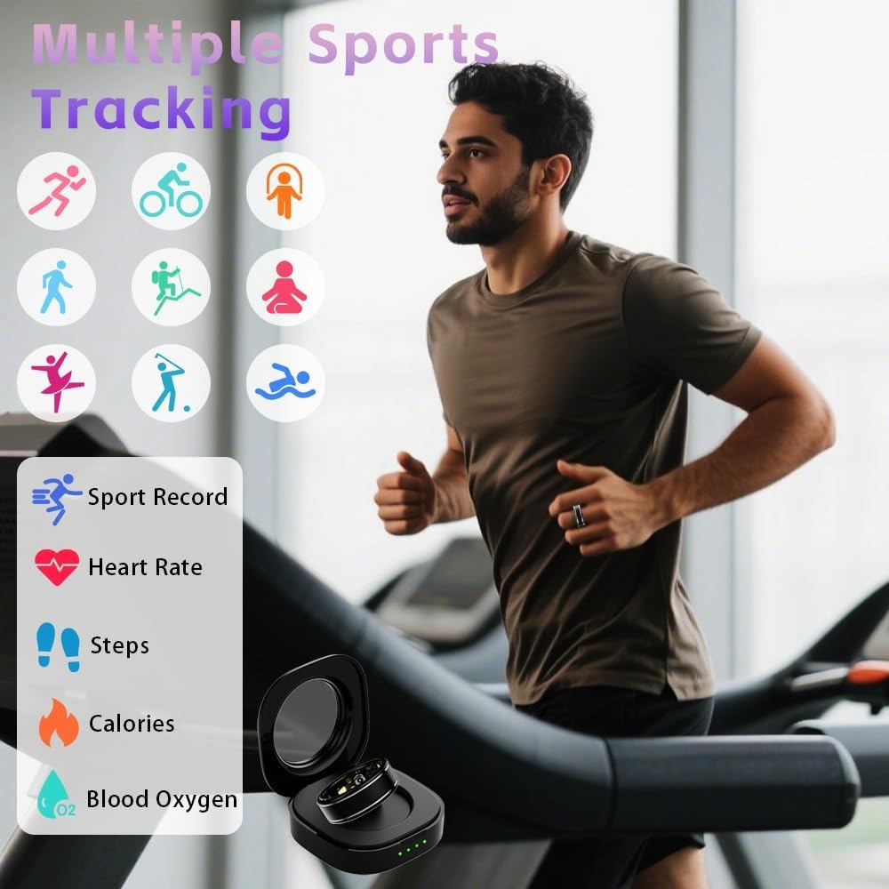 Fitness Tracker Ring for Men Women – Smart Ring with Heart Rate, SpO2, Blood Pressure, Sleep Monitoring, Step & Calorie Counter, 5ATM Waterproof, No Subscription Fee (Black, 11)