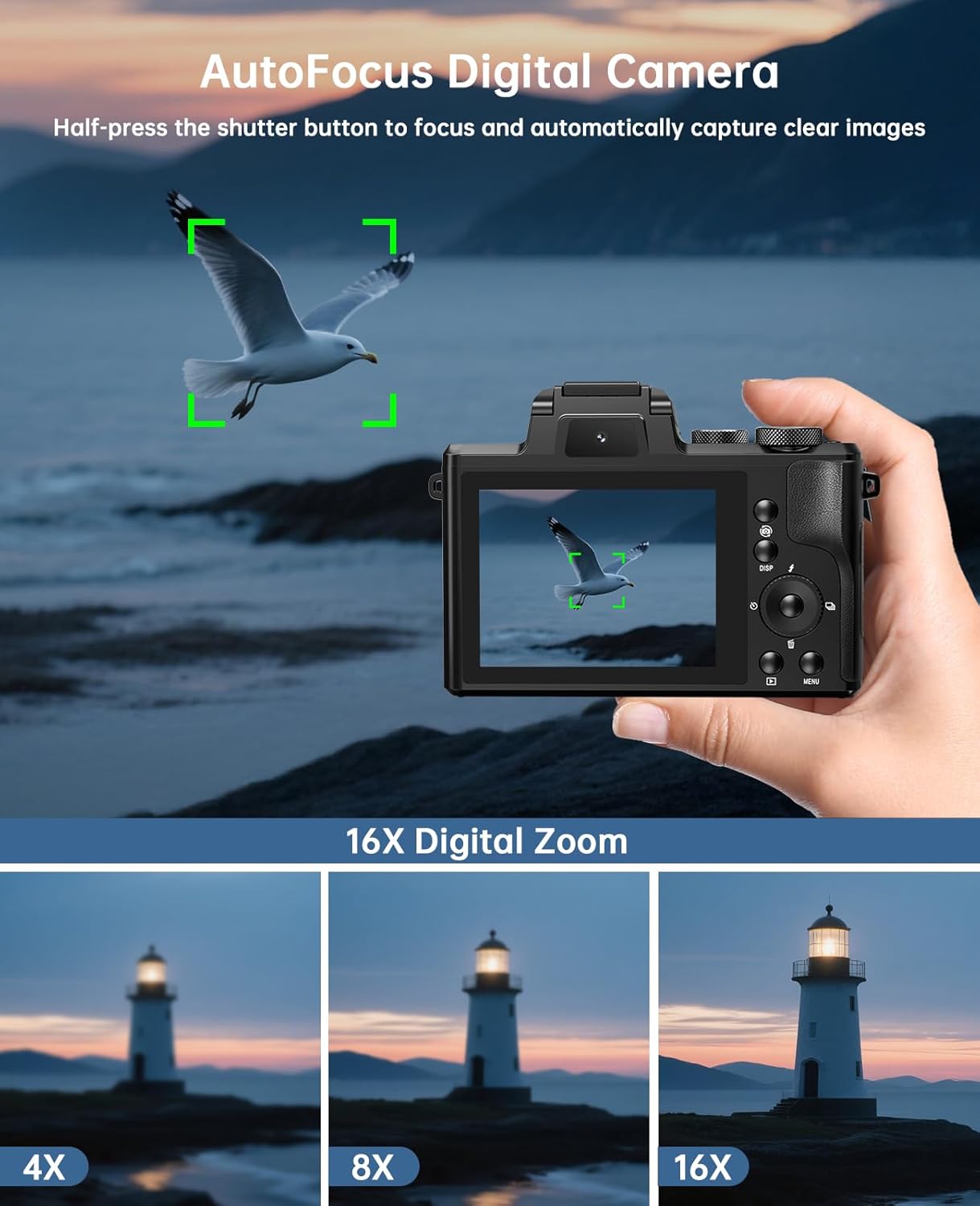 XNSIAKXA 8K Digital Cameras for Photography Autofocus 88MP WiFi Professional 16X Digital Zoom Photography Camera with Dual-Lens for YouTube with Lens Hood, Touch Screen, 2 Batteries & Charging Stand