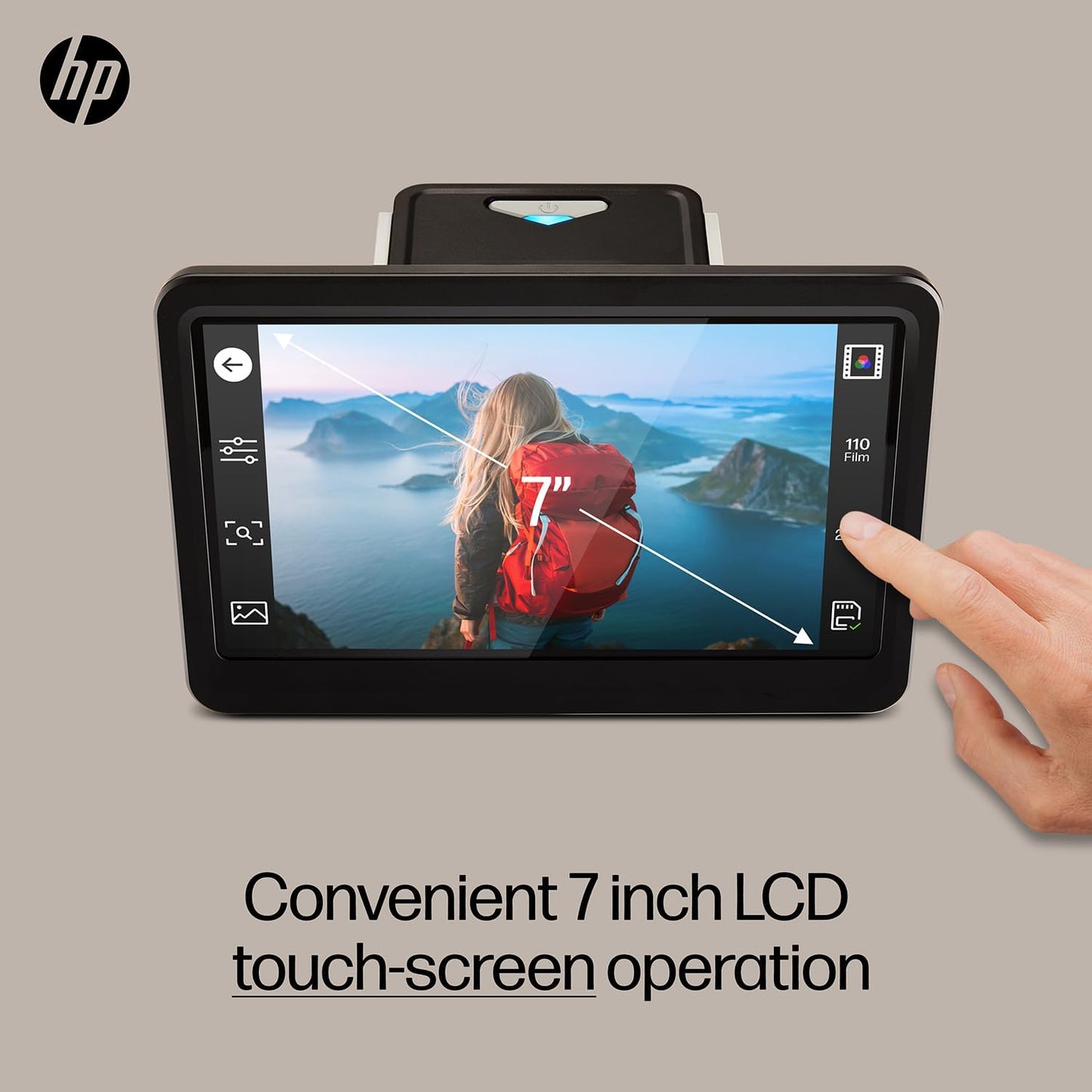HP Touch Screen Film & Slide Scanner - 7 in LCD, 13 MP, USB & HDMI - Touch LCD Preview & Edit - Photo Scanner - 13 MP Clarity - Film to Digital Converter - Quick-Feed & 50mm Adapter - Slide Digitizer
