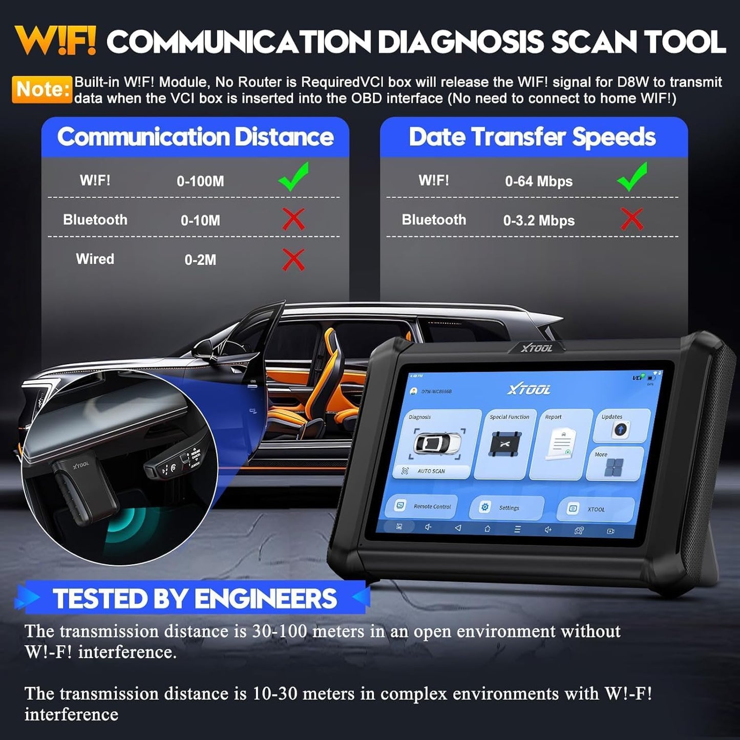 XTOOL D7W Wireless OBD2 Scanner Diagnostic Tool 2026 AI-Assisted Bidirectional Scan Tool Upgraded of D7/D7S/D7BT, ECU C0ding, 39+ Resets, CAN FD & DoIP, All System Scanner for Car, 3-Yr Update