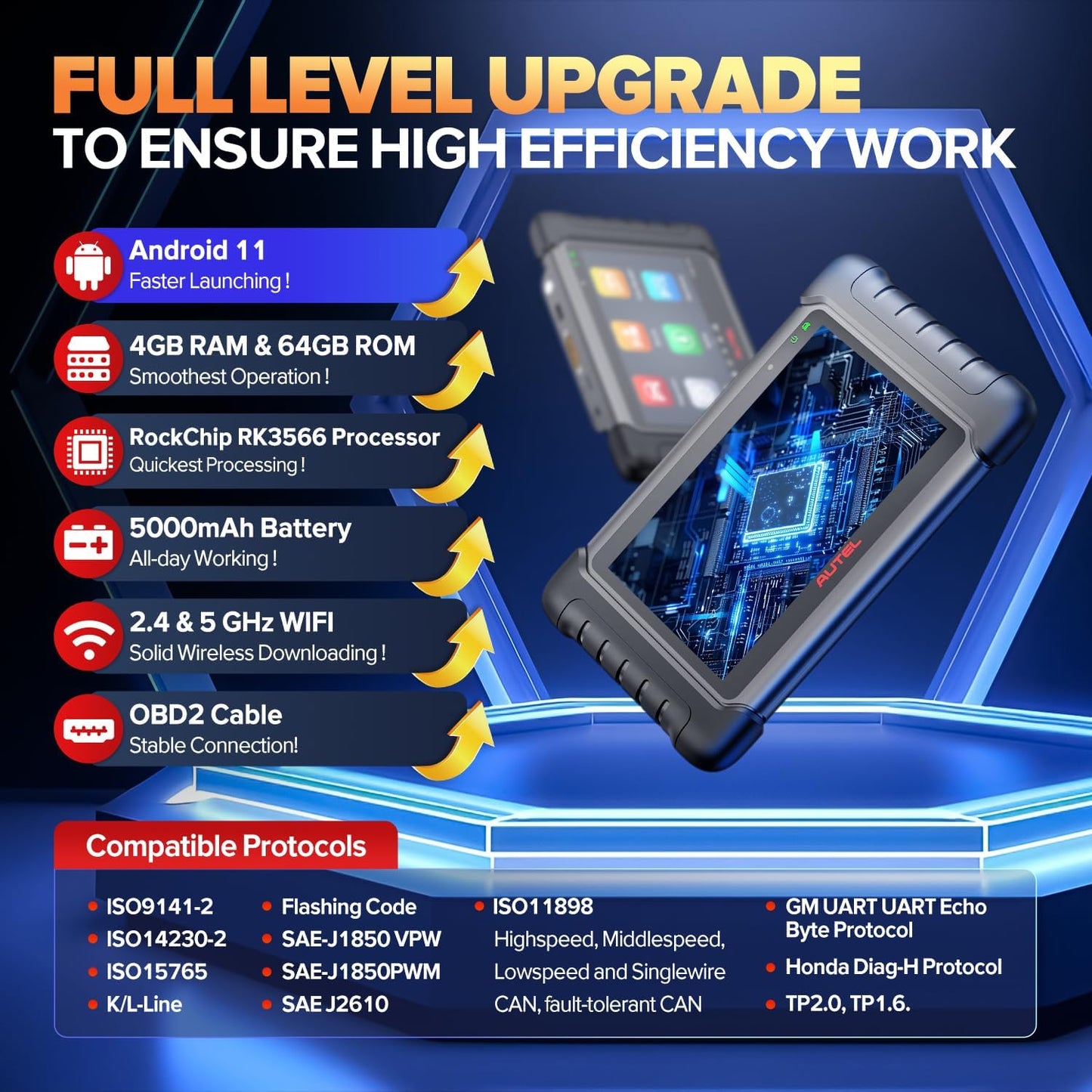 Autel Scanner MaxiCheck MX808S, 2026 US Ver. of MaxiCOM MK808S MK808Z, Bidirectional 3000+ Active Test 11OS as MK900 MK900BT MX900, 28+ Service, OE All Systems OBD2 Diagnostic Tool, FCA, 10X Faster