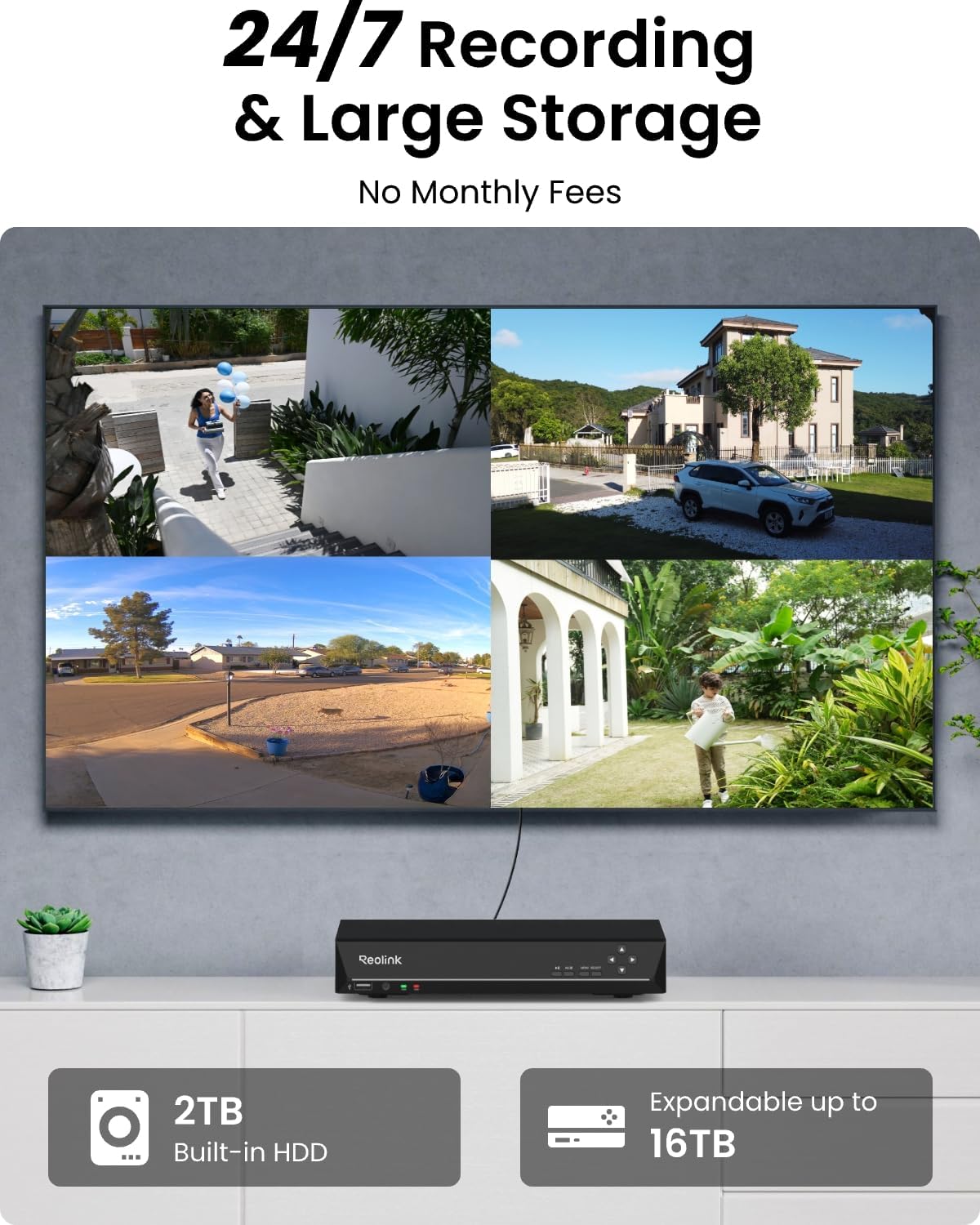 REOLINK 8CH 4K Security Camera System, 6pcs H.265 Bullet Wired PoE Cameras for Home Security Outdoors, Smart Person Vehicle Detection, 8CH NVR Recorder with 2TB HDD for 24-7 Recording, RLK8-800B6