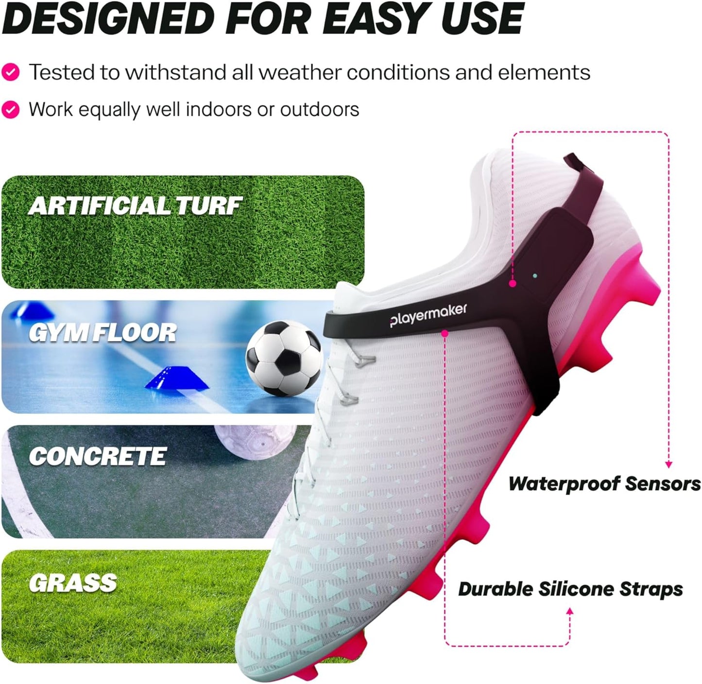 Playermaker 2.0 Smart Soccer Tracker for Cleats, 25+ Technical & Physical Soccer Training Metrics, 12 Month Access to Playermaker Technology App Included, Next-Level Precision Beyond GPS Trackers