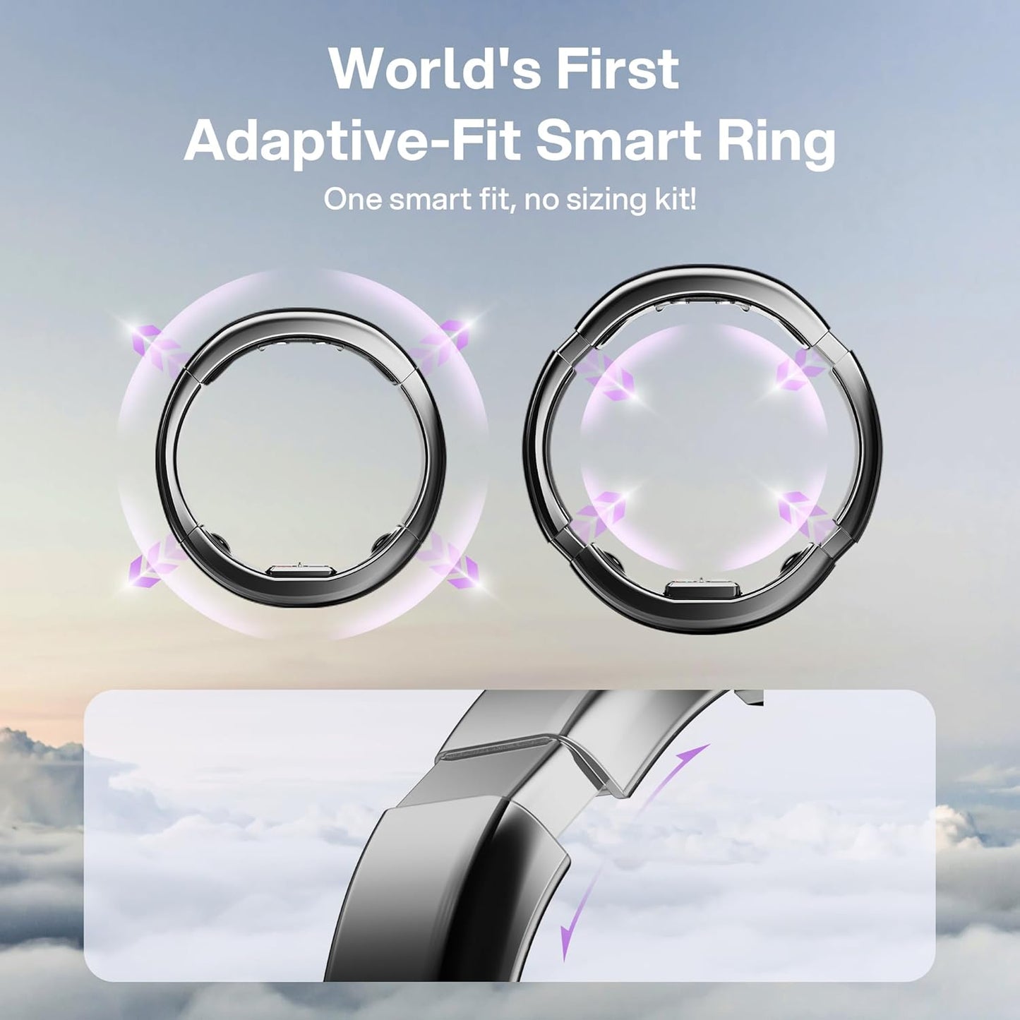Smart Ring-Automatically Adjustable Wearable Ring for Men & Women, No App Subscription, Fitness Ring for Sleep Tracking - Fitness Tracker