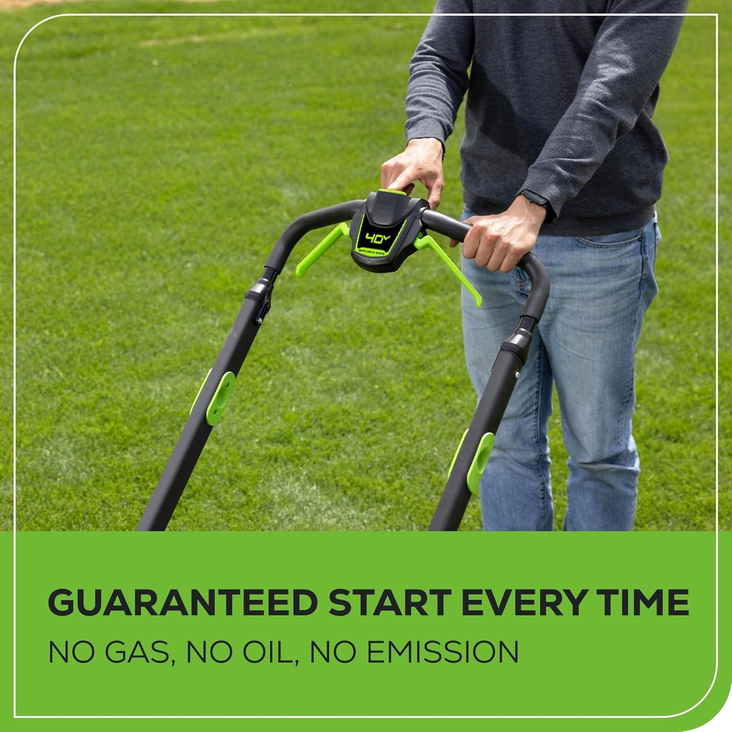 Greenworks 40V 20" Brushless Cordless Lawn Mower with 4.0Ah Battery & Charger(75+ Tool Compatibility)