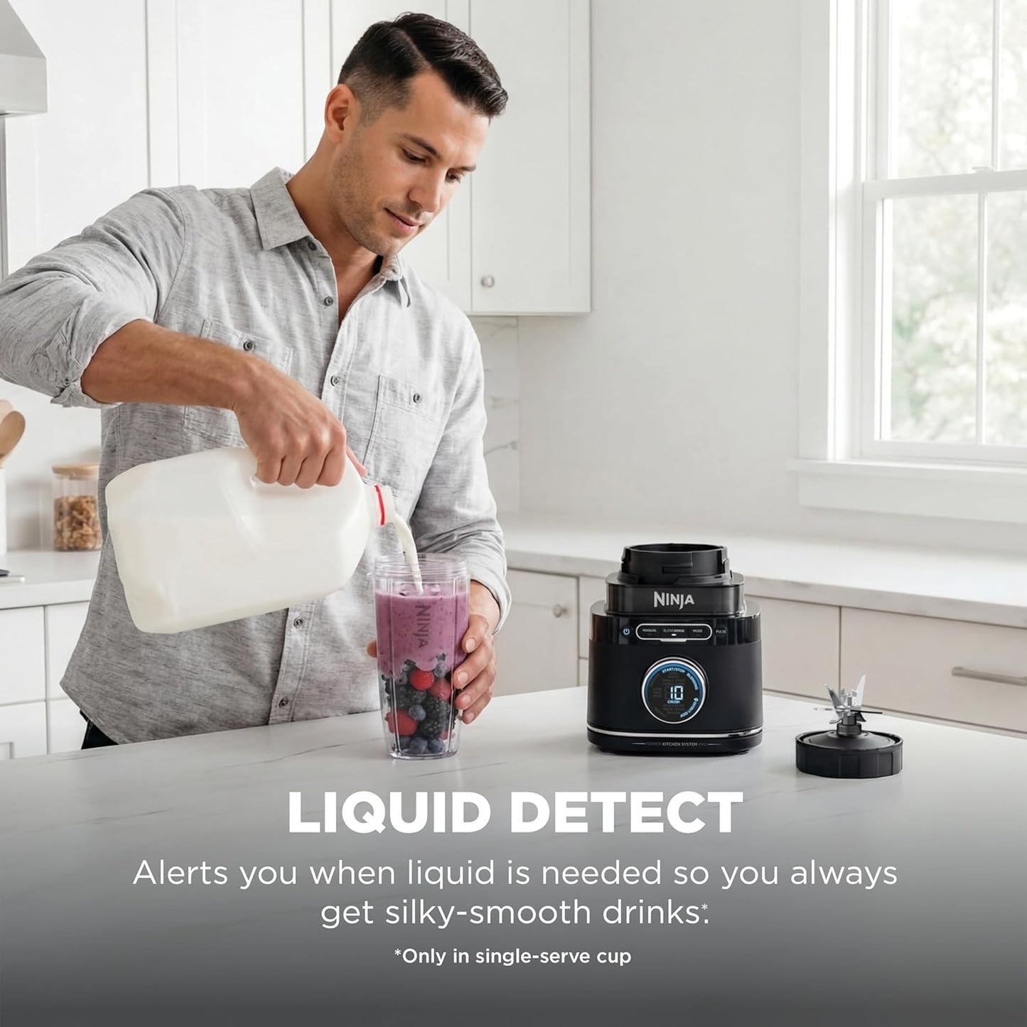 Ninja Kitchen System | Food Processor & Blender with BlendSense Technology | 8-Cup Bowl & 24-oz. To-Go Cup | For Smoothies, Cookie Dough, Salsa & More | 1800-Peak-Watt | Black | TB401