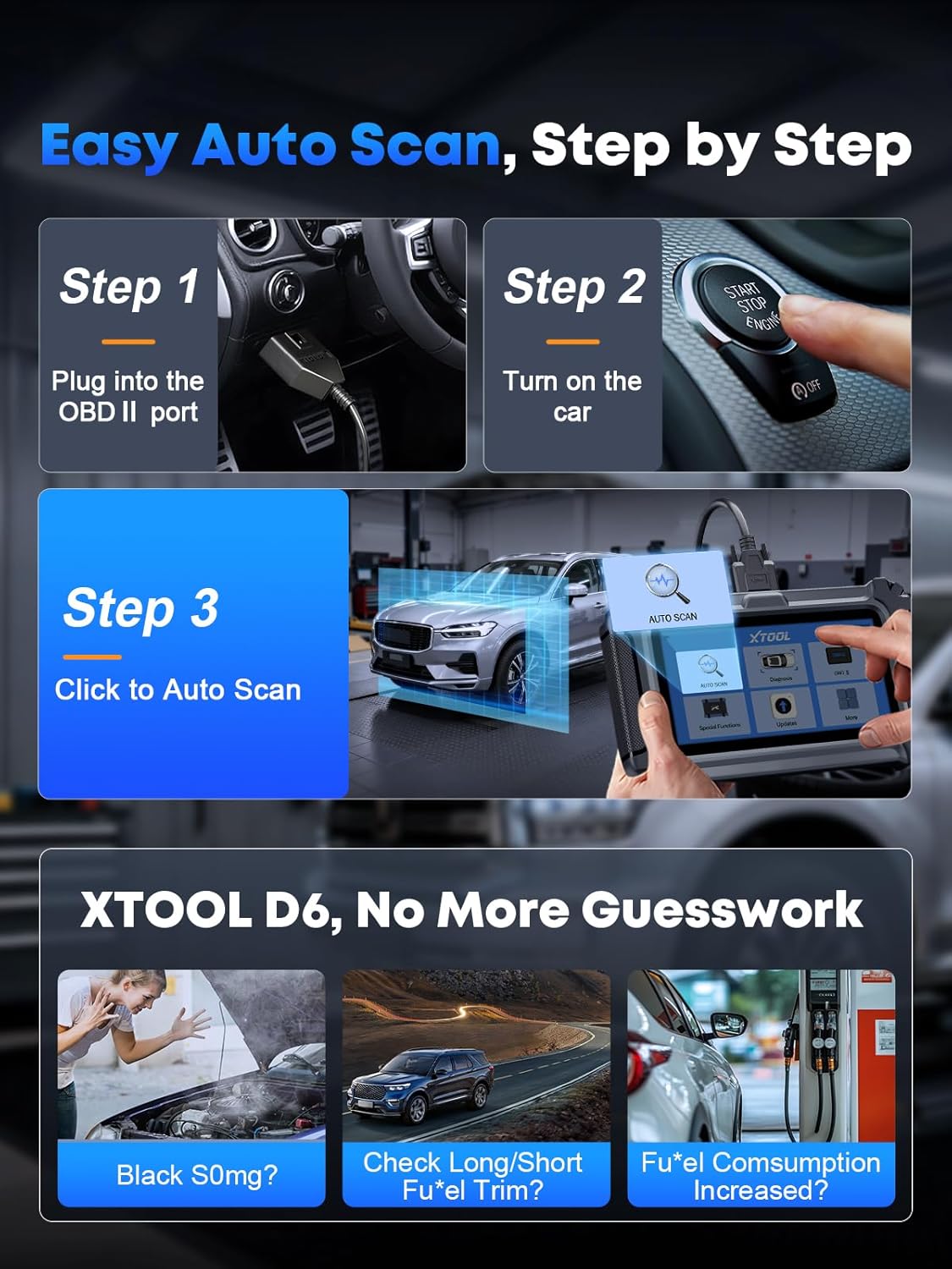 XTOOL D6 OBD2 Scanner Diagnostic Tool with Lifetime Free Updates: 2026 Full System Scan Tool with 15 Resets, Crank Sensor/Throttle Relearn, EPB, Oil Reset, ABS Bleed, FCA & CAN FD, Upgrade of D5S
