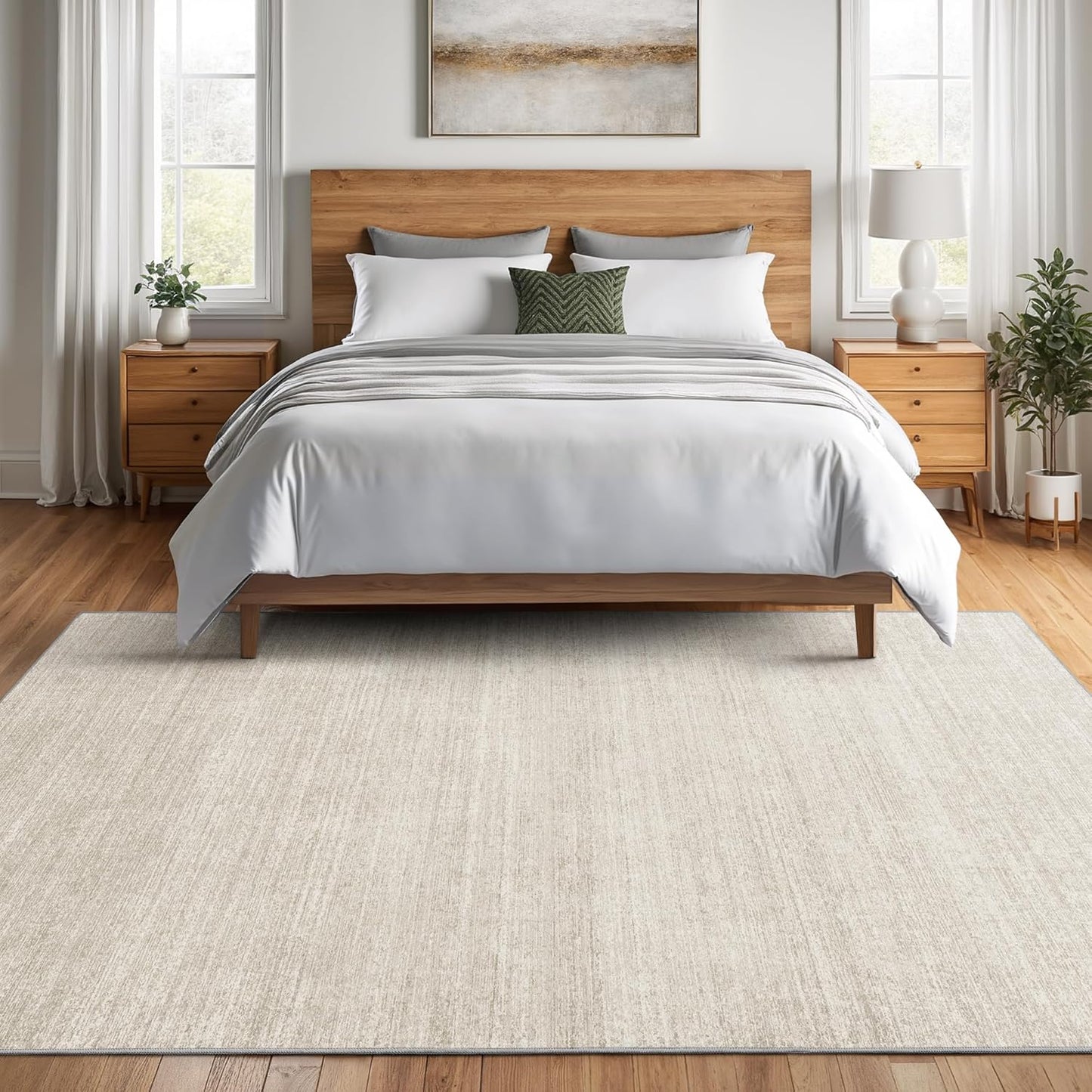 Valenrug Area Rugs 9x12 Living Room - Stain Resistant 9x12 Area Rugs for Living Room, Non Slip Backing Printed Rugs for Bedroom, Folable Machine Washable Rugs (9'x12', Beige)