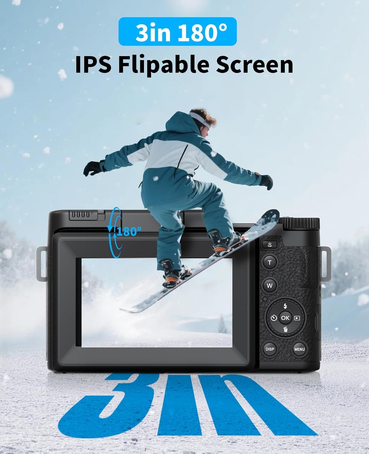 FLATIC 6K Digital Camera, 75MP Cameras for Photography with 8X Optical Zoom & Tripod, Anti-Shake Vlogging Camera with 3" 180° Flip Screen, 64GB Card, Card Reader, Vlog Travel Cameras for Teens