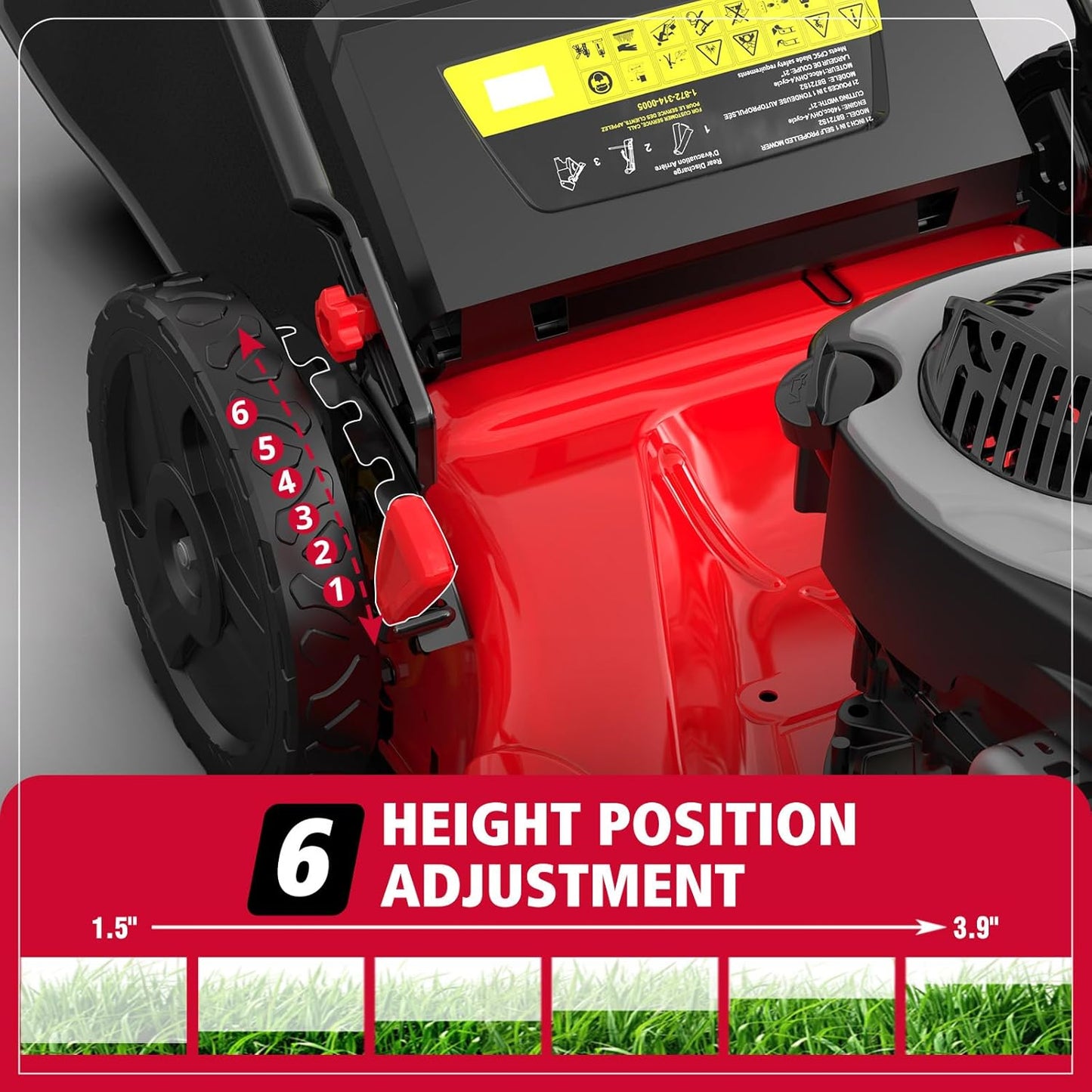 PowerSmart 21-Inch 3-in-1 Gas Self-Propelled Lawn Mower,140CC OHV Engine,Bagging/Mulching/Rear Discharging, 6 Cutting Heights, Durable Steel Deck, Rear-Wheel Drive, for Garden, Yard