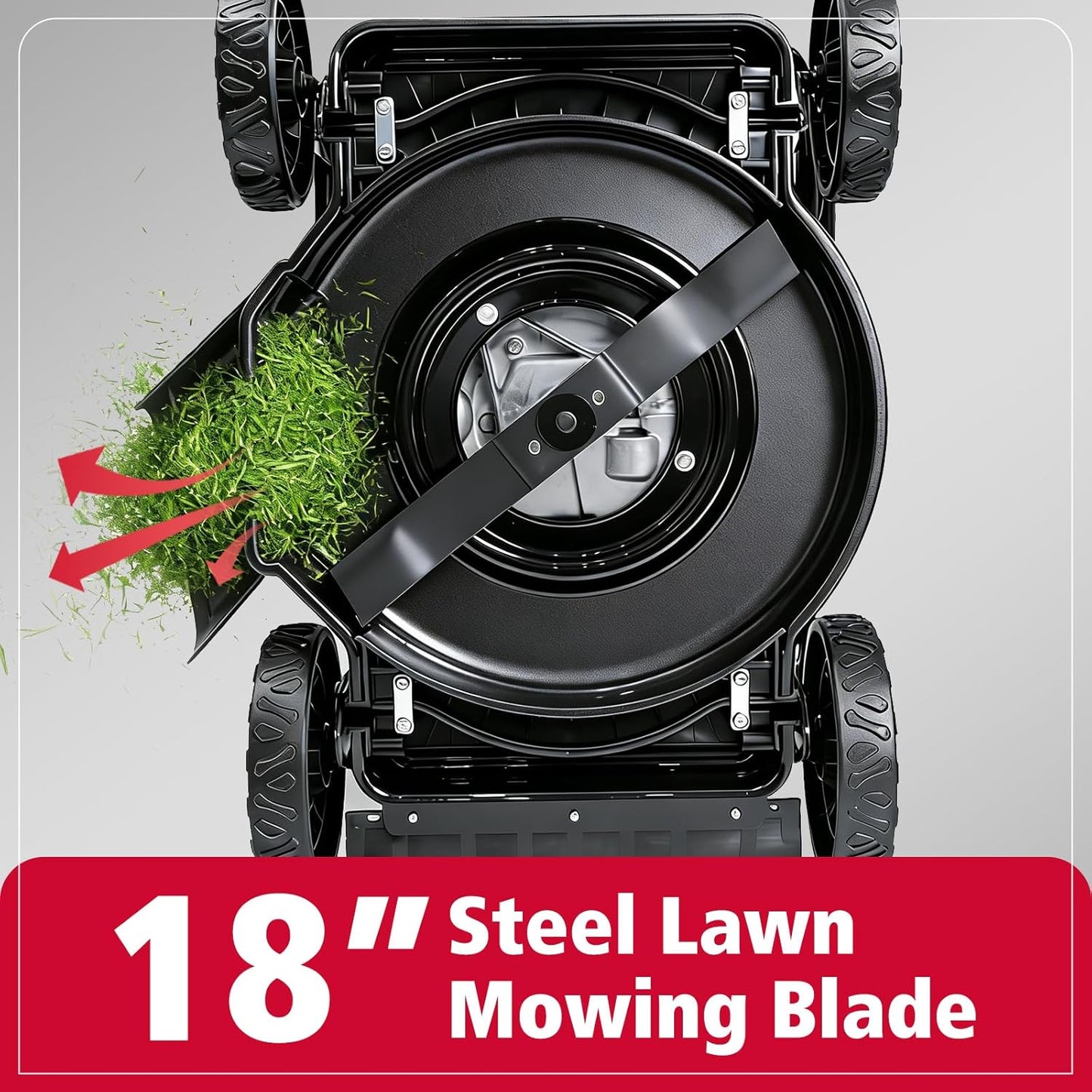 PowerSmart EasyCut 18" 144cc Gas Lawn Mower, Heavy-Duty Steel Deck, Side Discharge, 5-Position Height Setting, Walk-Behind Push Mower with Side Discharge