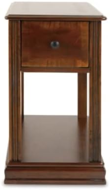 Signature Design by Ashley Breegin Chair Side End Table, 1 Drawer, 1 Fixed Shelf, Veneers, Wood, 13.13" W x 22.13" D x 23" H, Brown