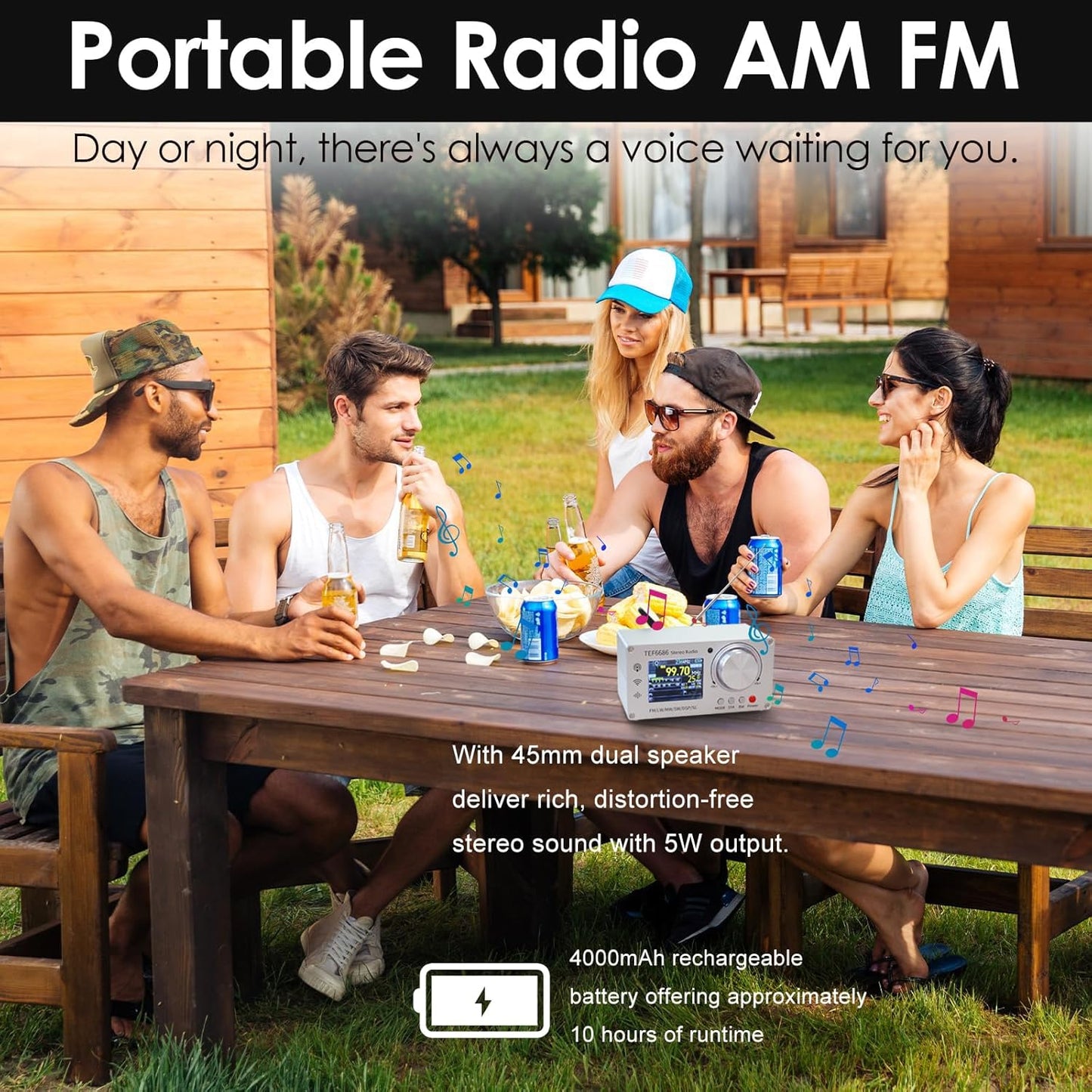 TEF6686 Full Band DSP Radio, High Sensitivity AM/FM Radio for FM,SW,MW,LW, Portable TFT Display SDR Indoor/Outdoor Radio for Ham/DXer