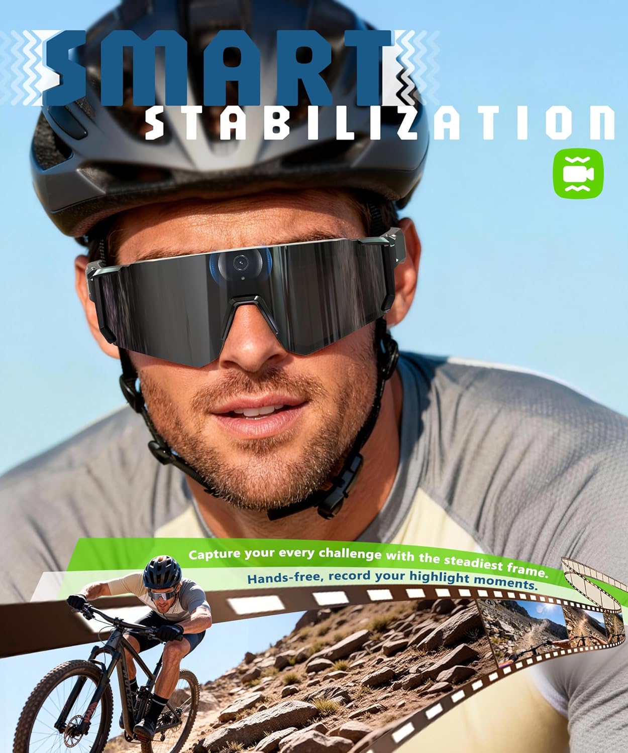AI Ultra Pro Smart Glasses: 4K Wearable Camera with 6-Axis EIS Stabilization, ChatGPT-4o Voice Assistant, IP66 Waterproof Sport Sunglasses, Dual-Mic ENC Noise Cancelling, Obsidian Gray