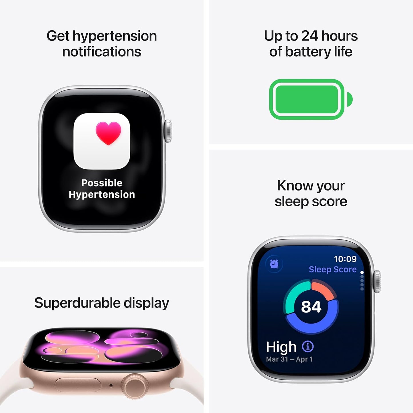 Apple Watch Series 11 GPS 42mm Smartwatch with Rose Gold Aluminum Case with Light Blush Sport Band - S/M. Sleep Score, Fitness Tracker, Health Monitoring, Always-On Display, Water Resistant