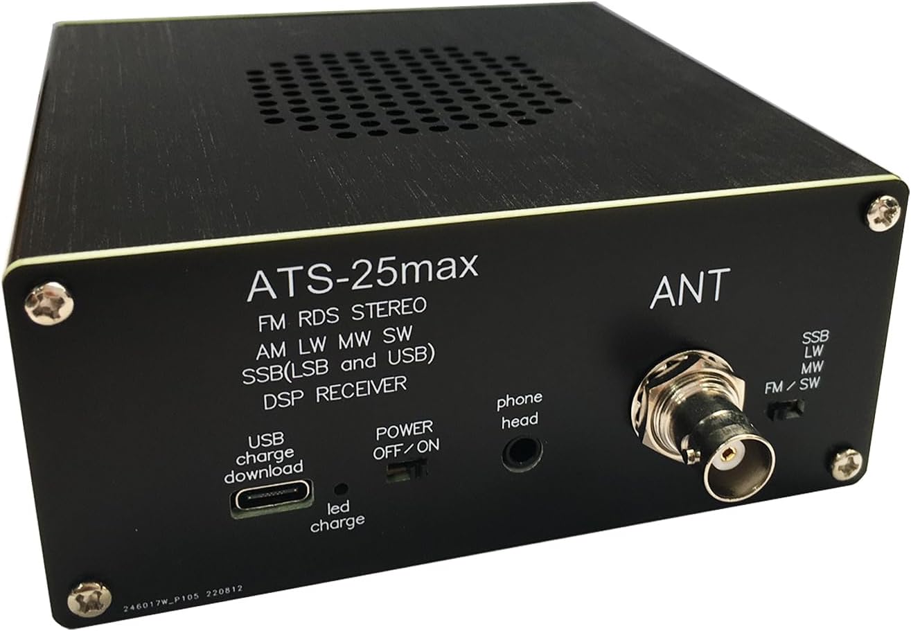 Upgraded ATS-25 Max All Full Bands SI4732 Receiver Portable 2.4 inch FM AM LSB USB LW SSB Shortwave Color Touching Screen Aluminum Alloy 3000Mah Battery Big Speaker Nice Sound